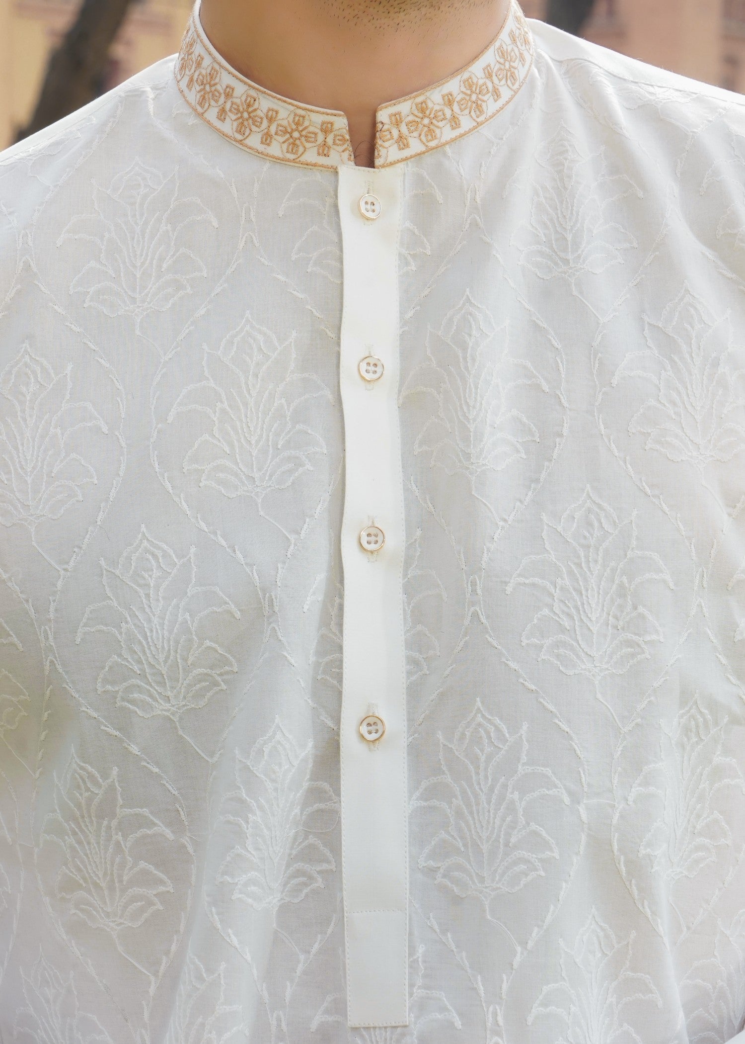 organic cotton Shalwar Kameez in Off-white