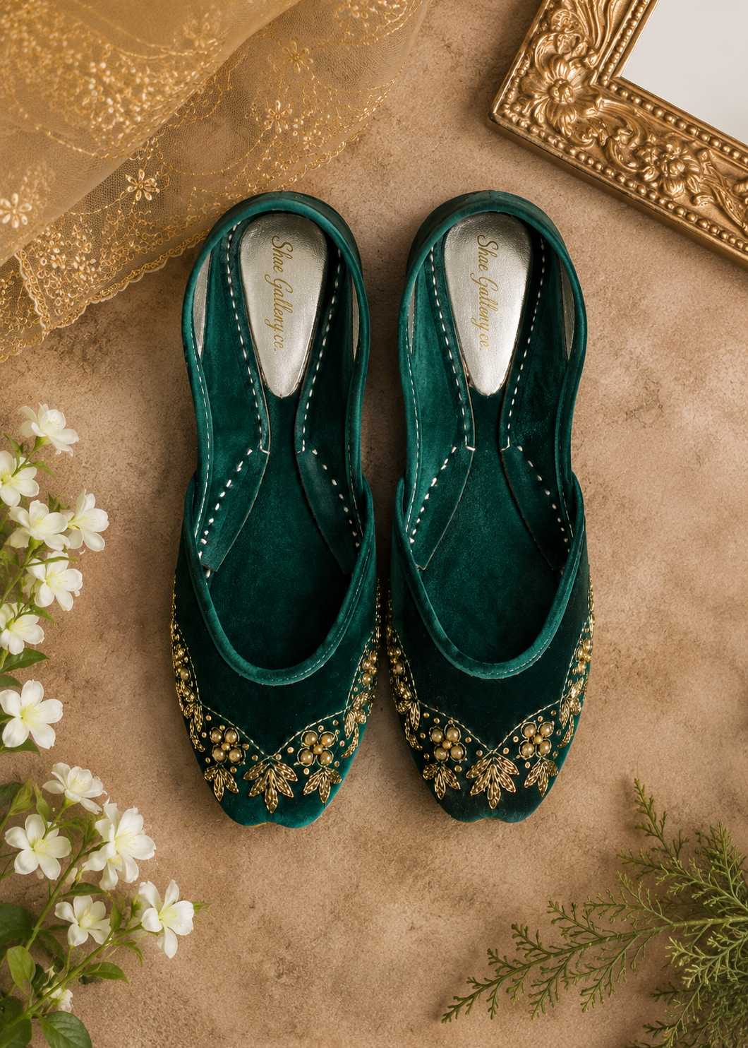 Khussa in Green by - High Quality Women Khussa YYV2055