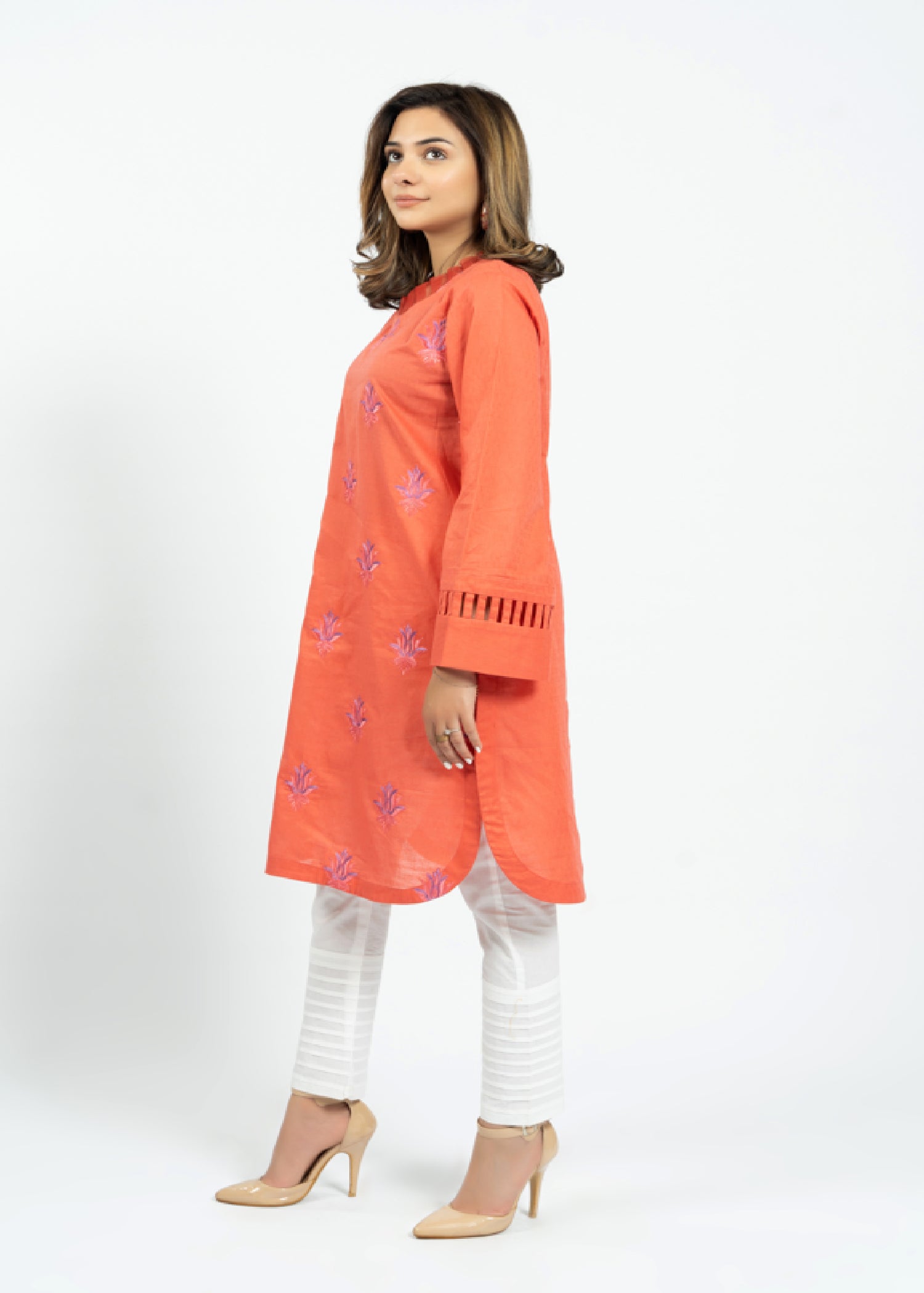 cotton Kurti in Peach pink