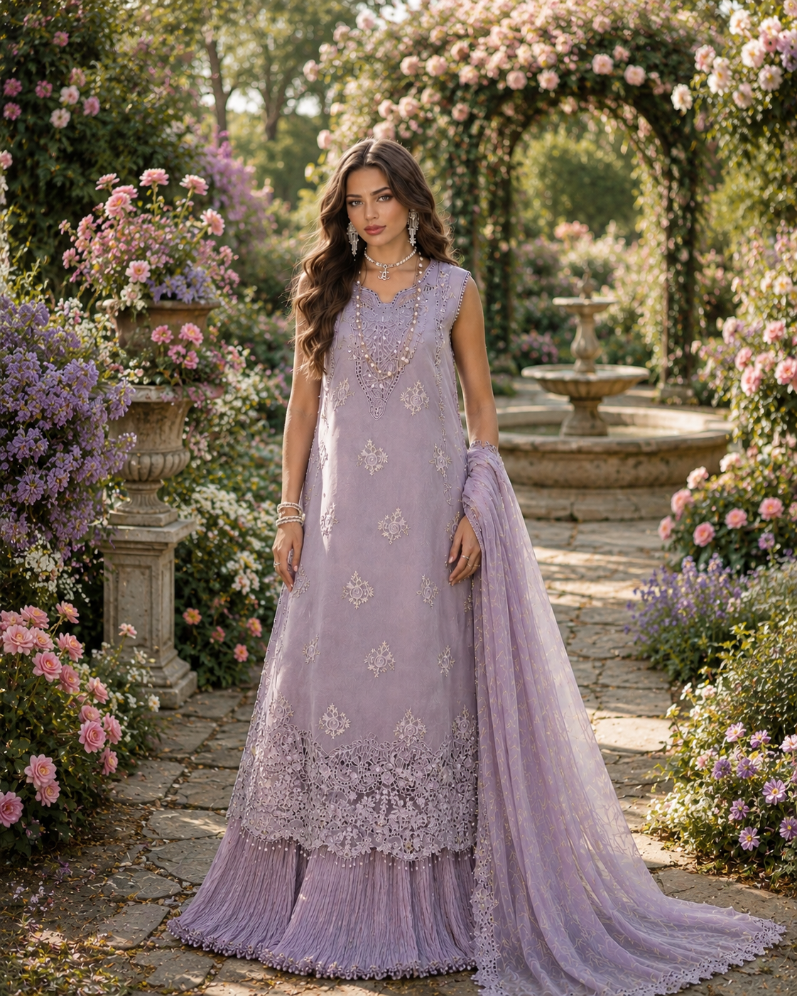 Noor Eid Printskhas Lawn – D4 – Lavender Lights