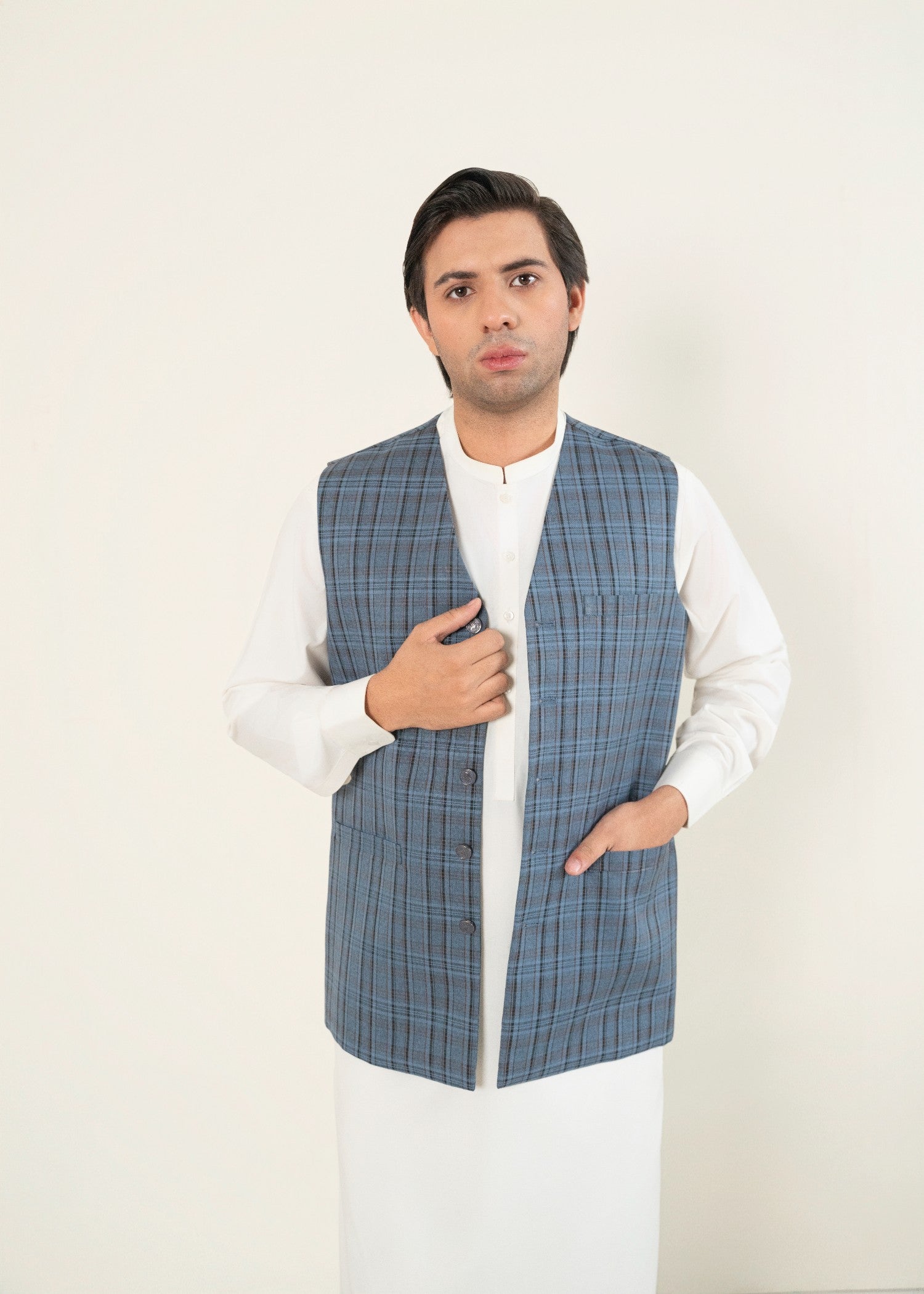 suiting Waistcoat in Ice blue