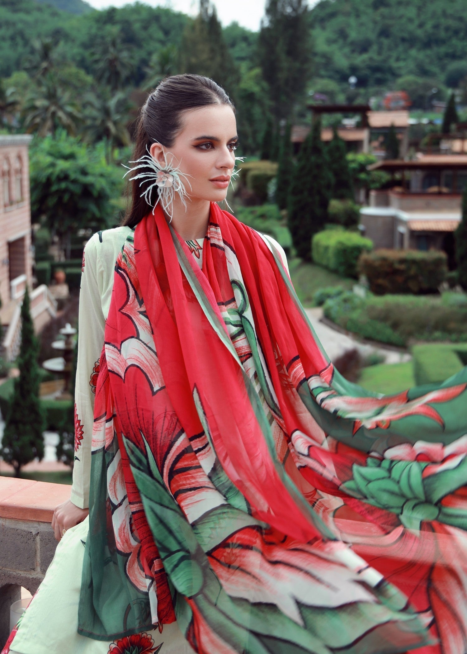 lawn Sharara in Moss green