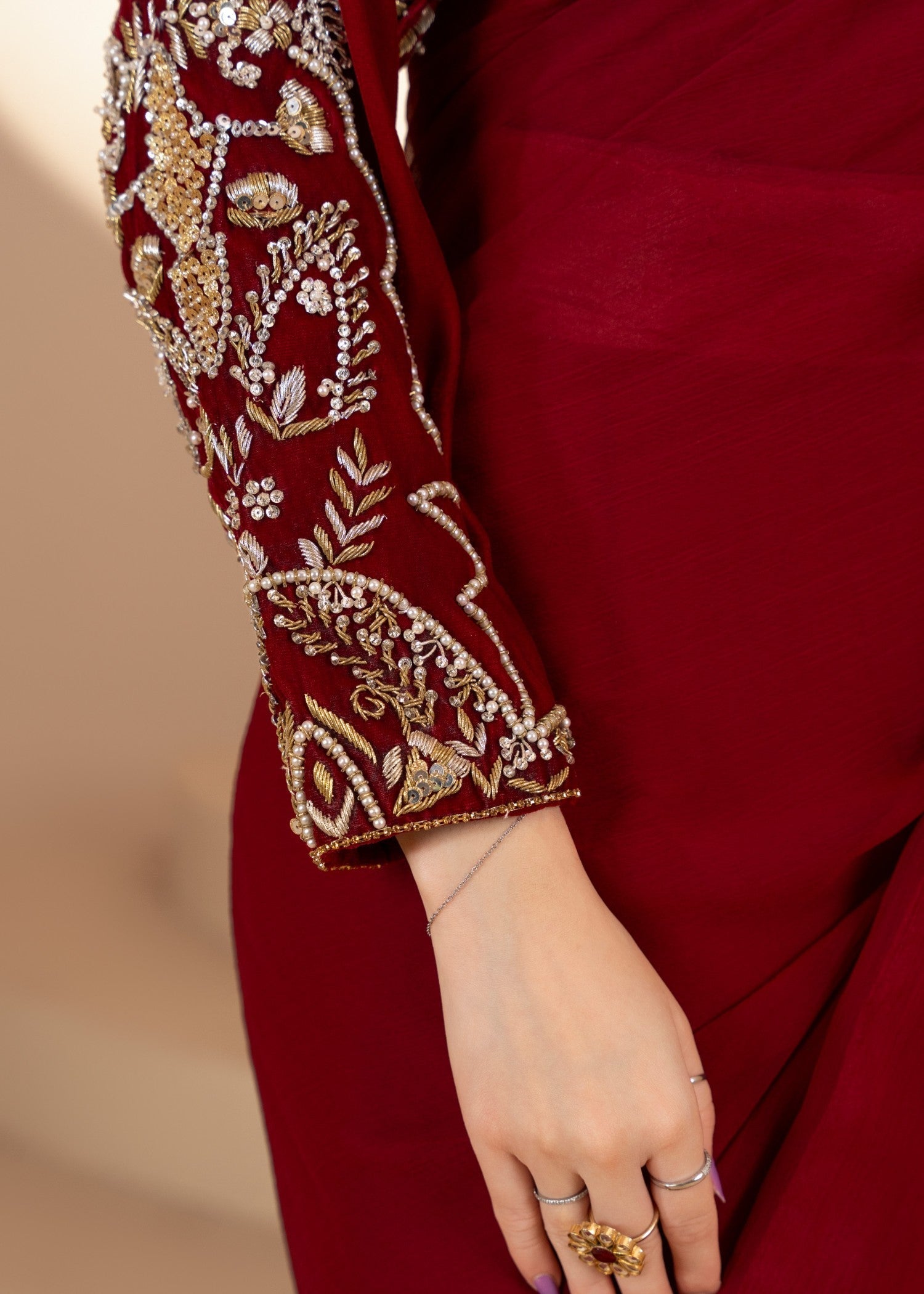 velvet Saree in Maroon