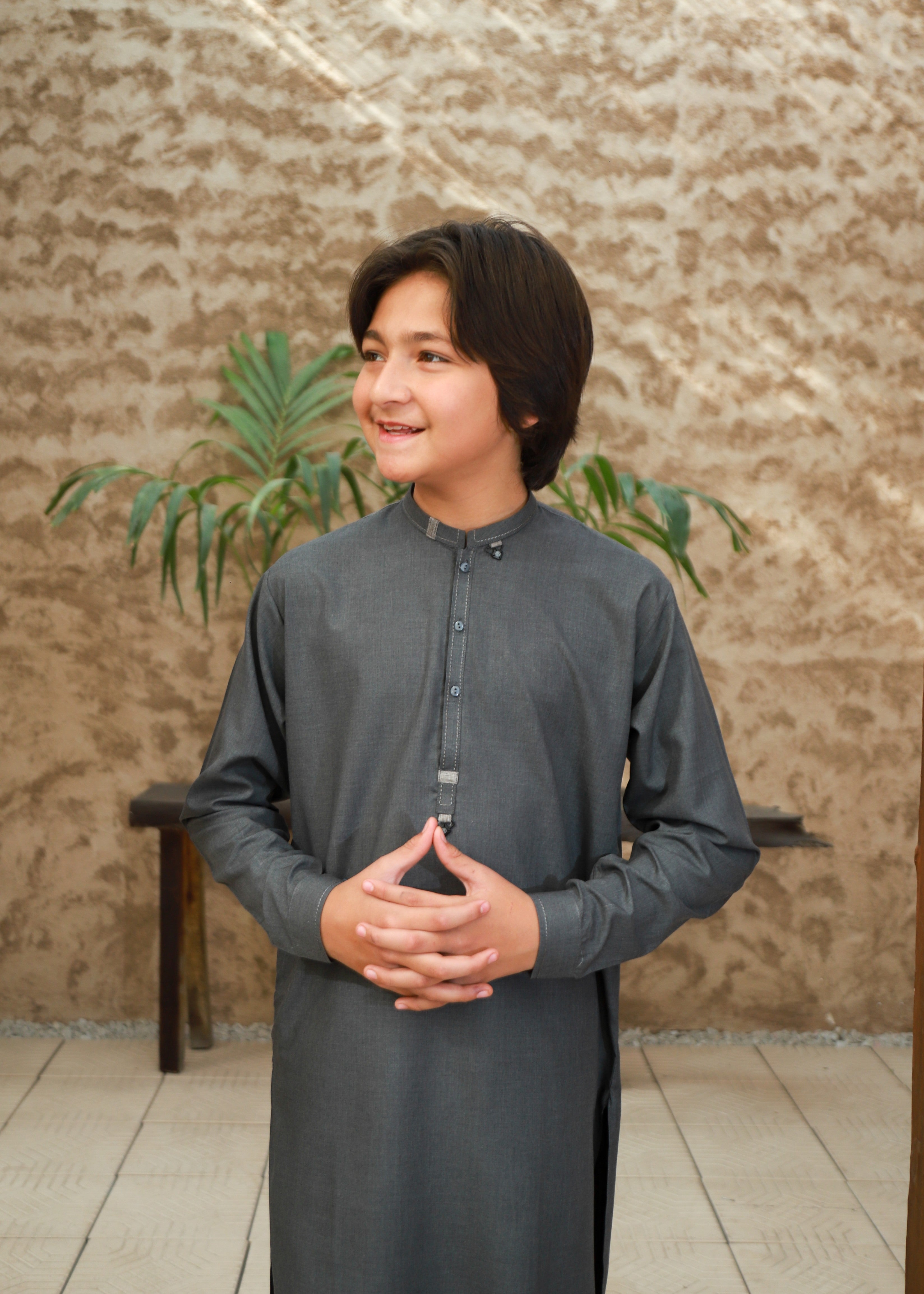 wash & wear Kurta Set in Slate grey