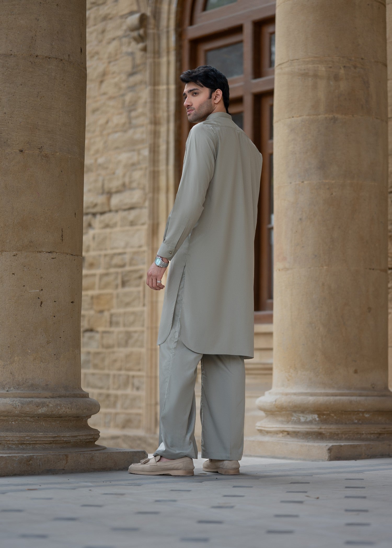 wash & wear Kurta Set in Sage green