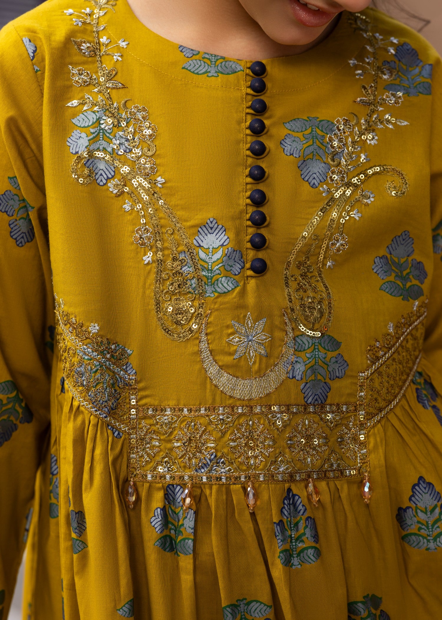 lawn cotton Sharara in Mustard