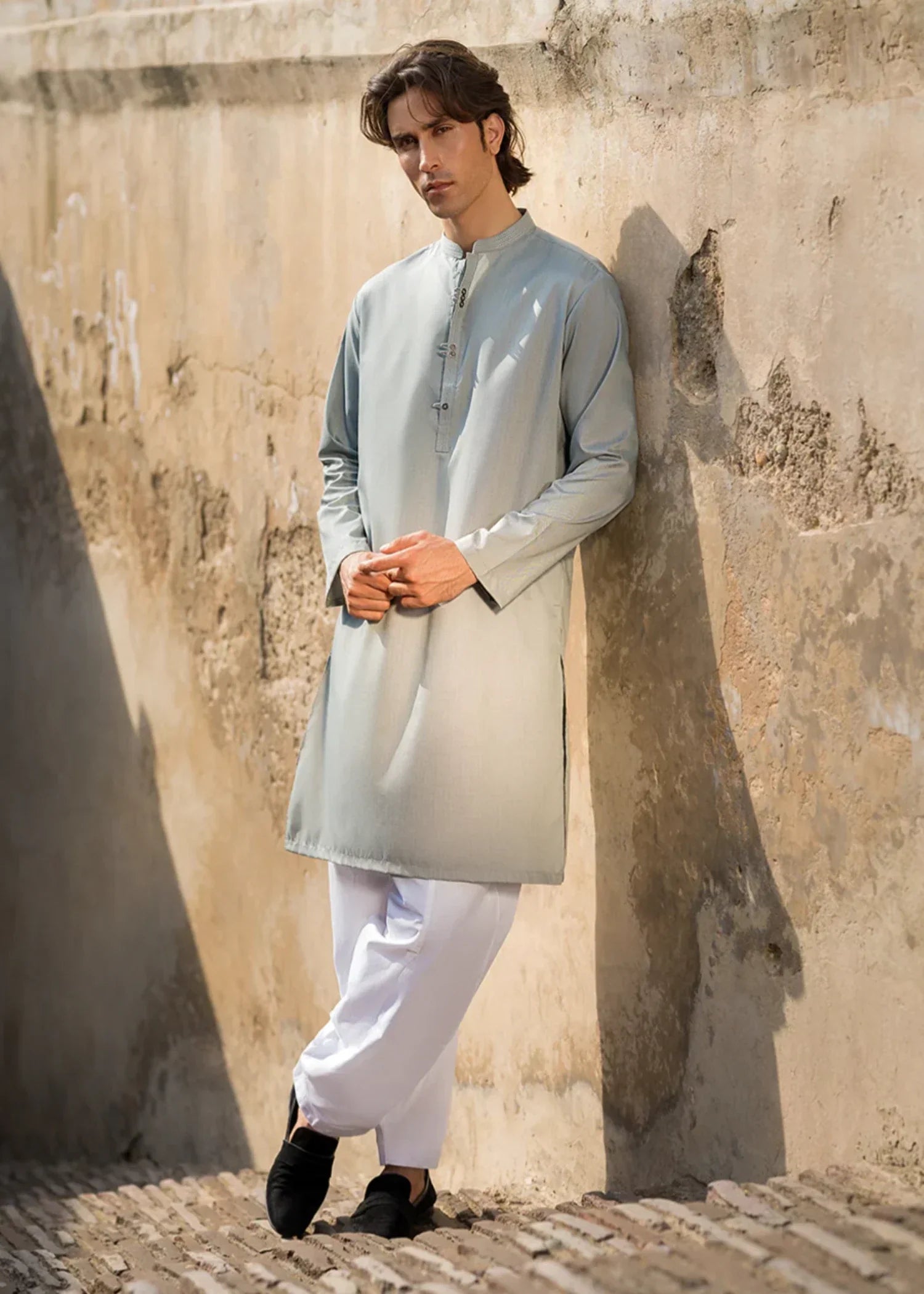cotton Kurta in Ash grey