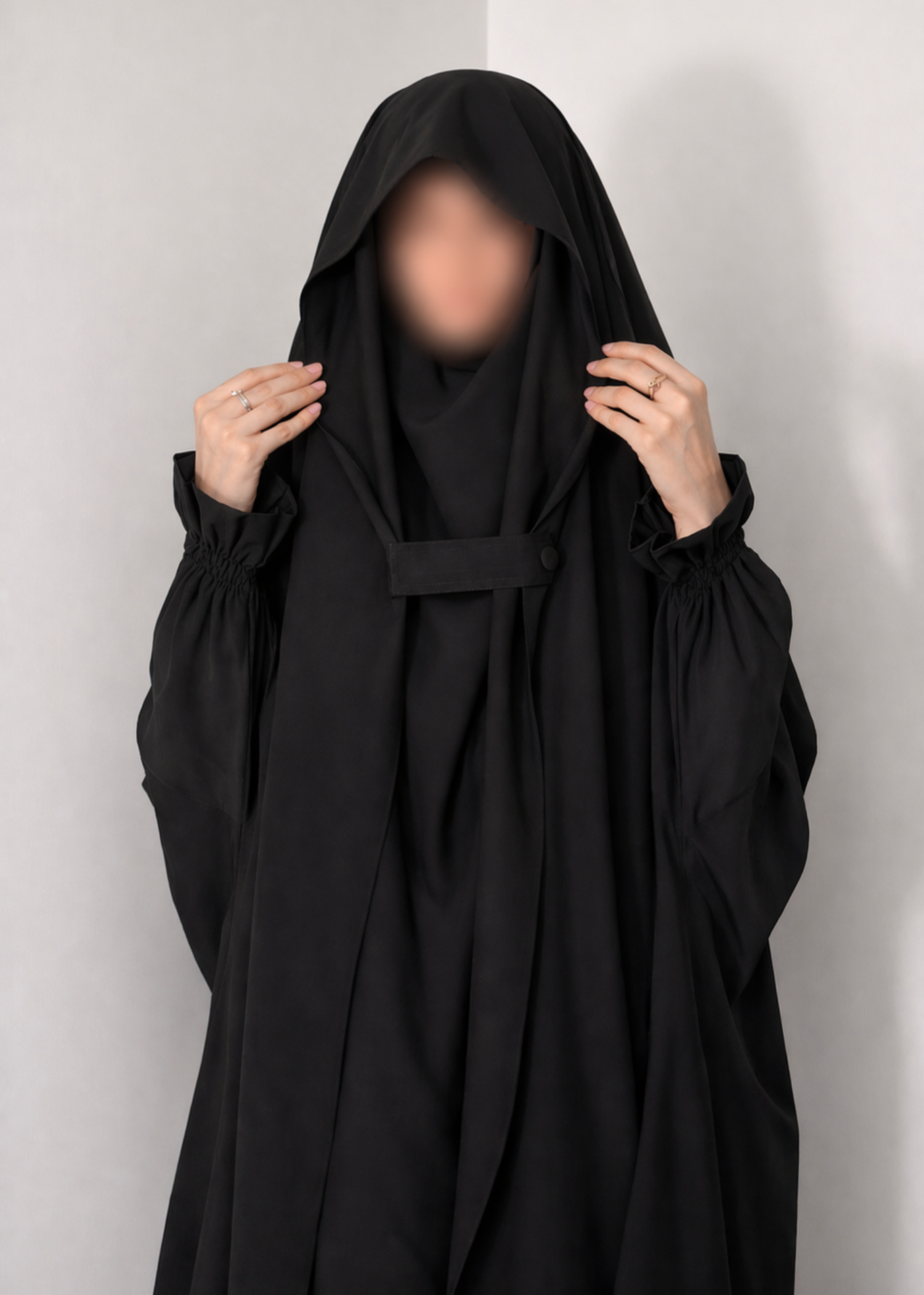 interlock knit Jilbab in Black