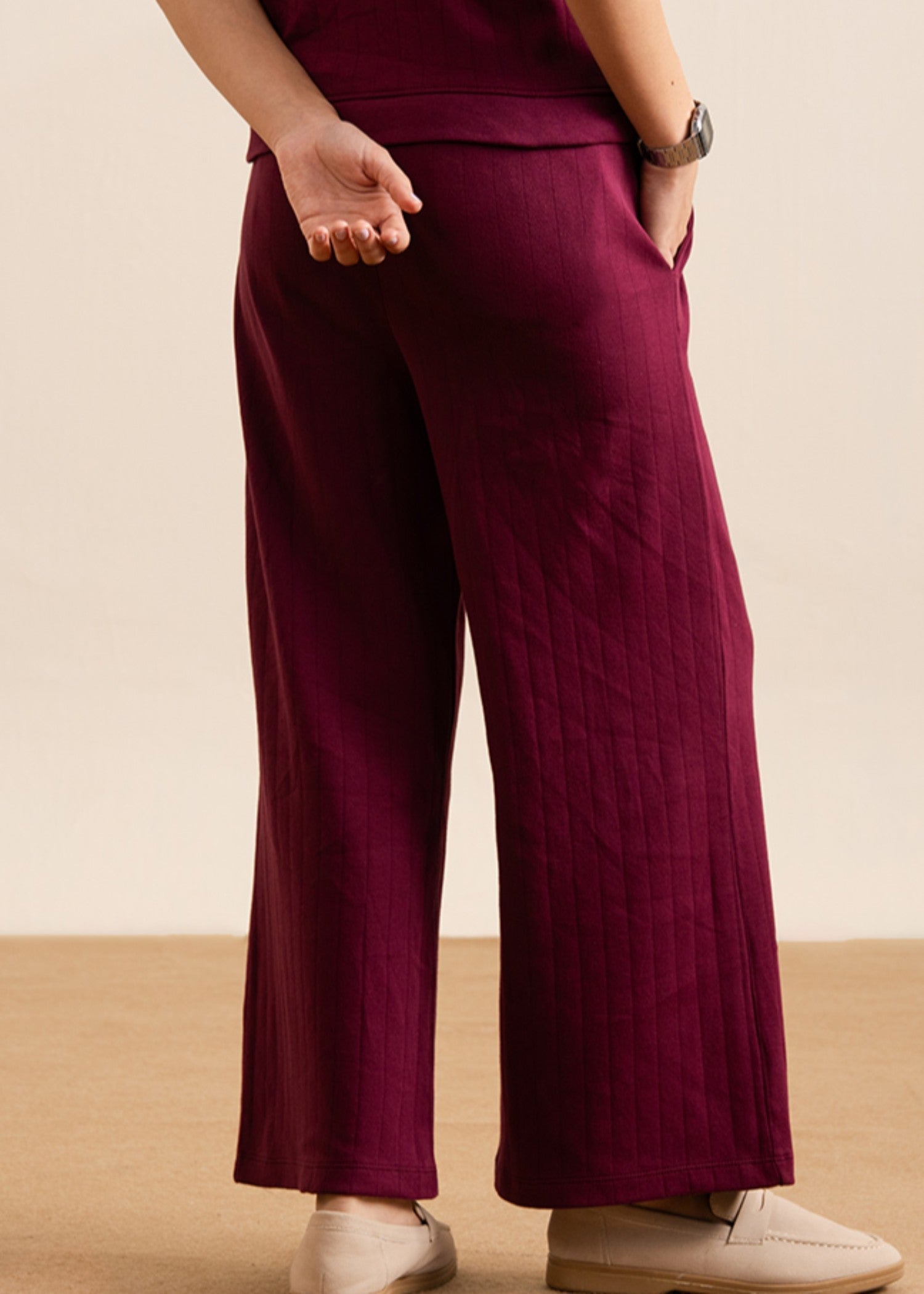 cotton Trousers in Wine