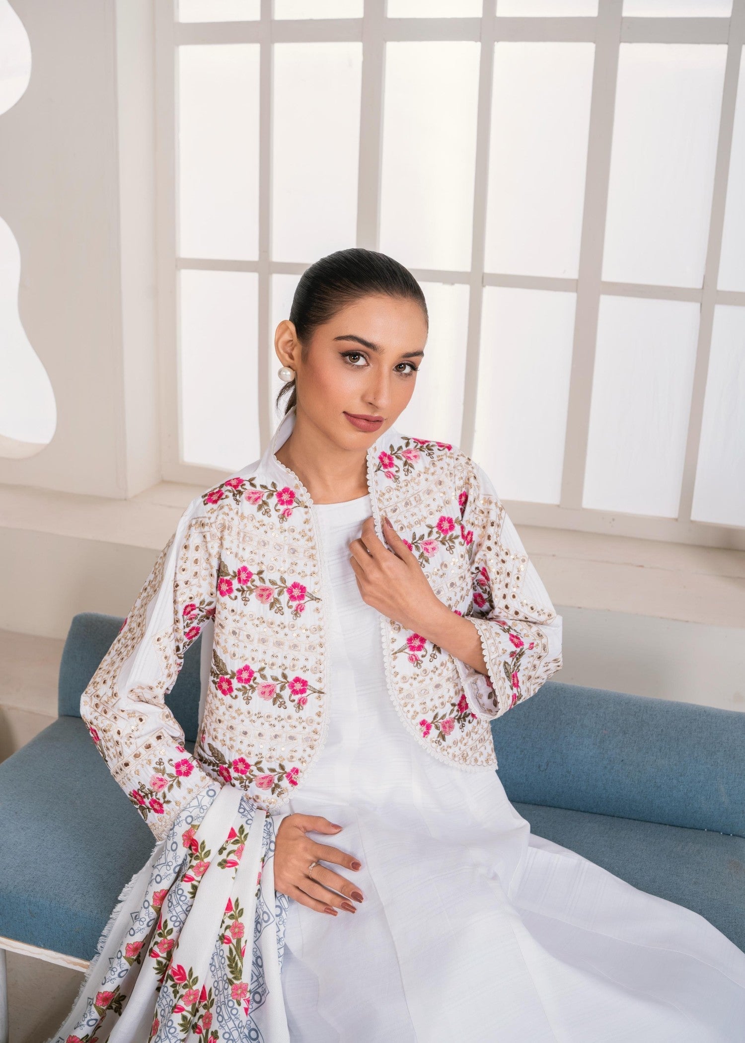 cotton Pishwas in White