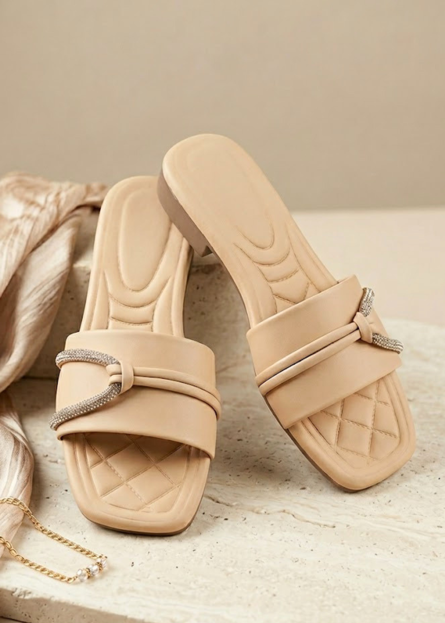 Slides in Beige by - High Quality Women Slides OQN2454