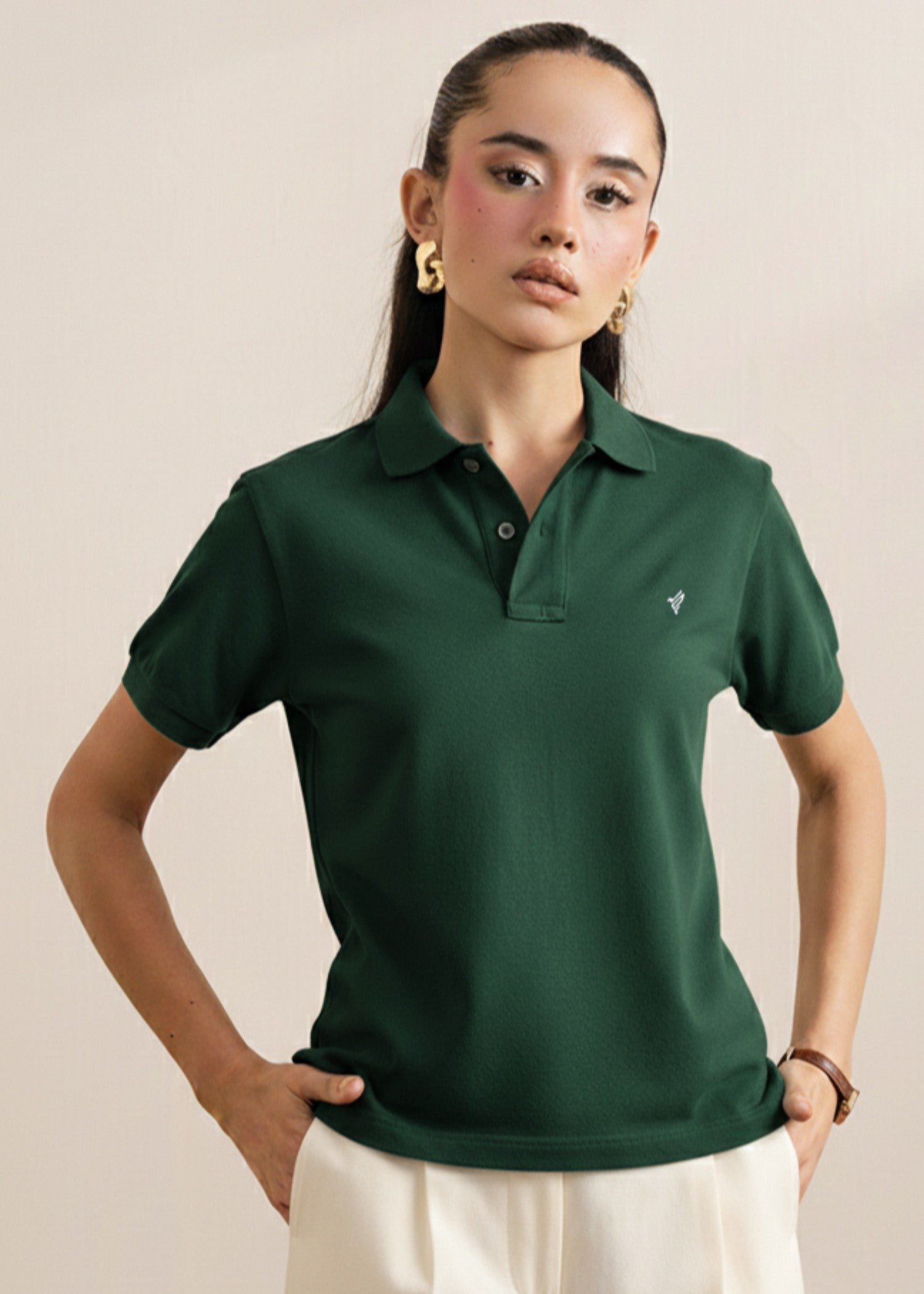 cotton Polo Shirt in Green