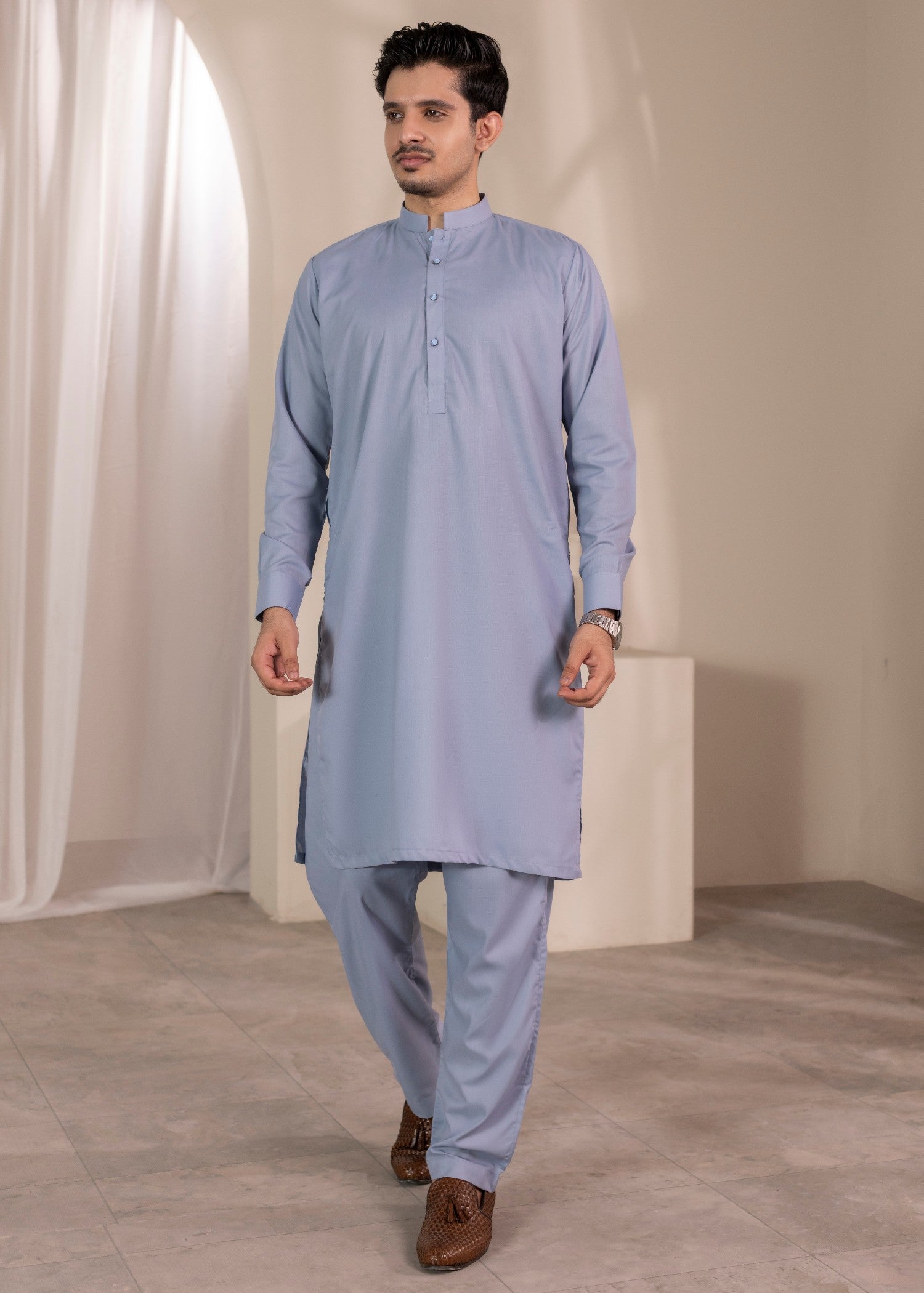 wash & wear Kurta Set in Ice blue