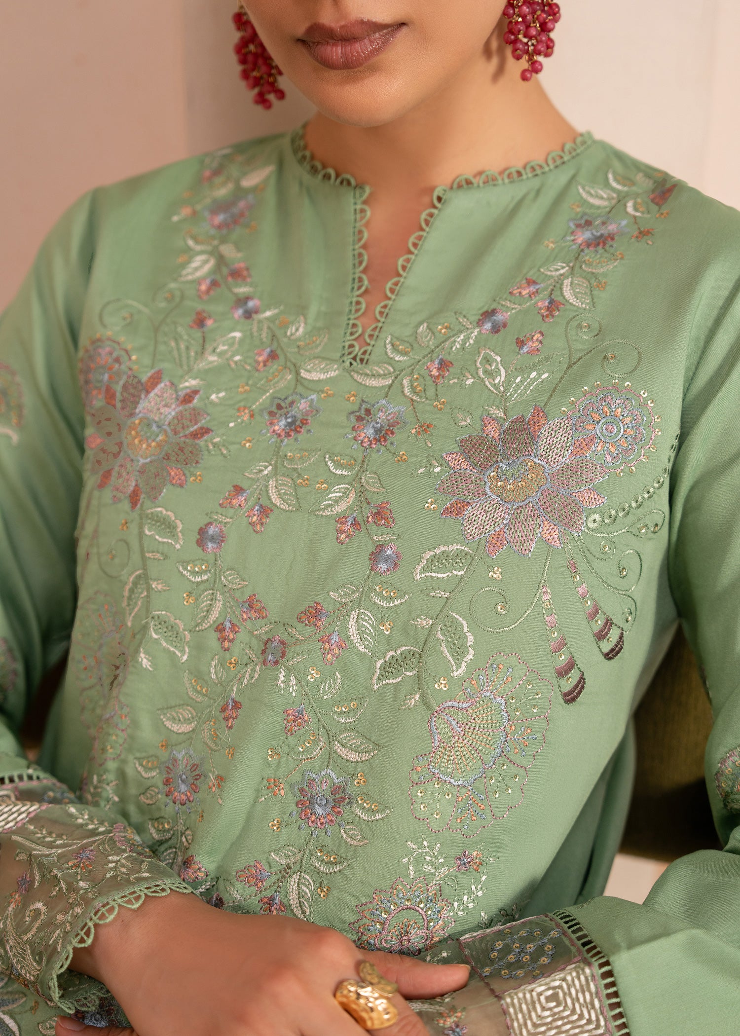 viscose Unstitched in Pistachio green