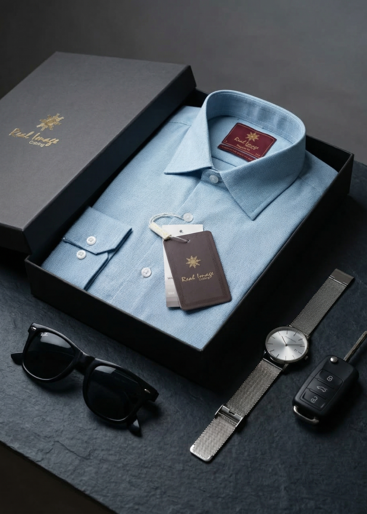 cotton Formal Shirt in Pacific blue