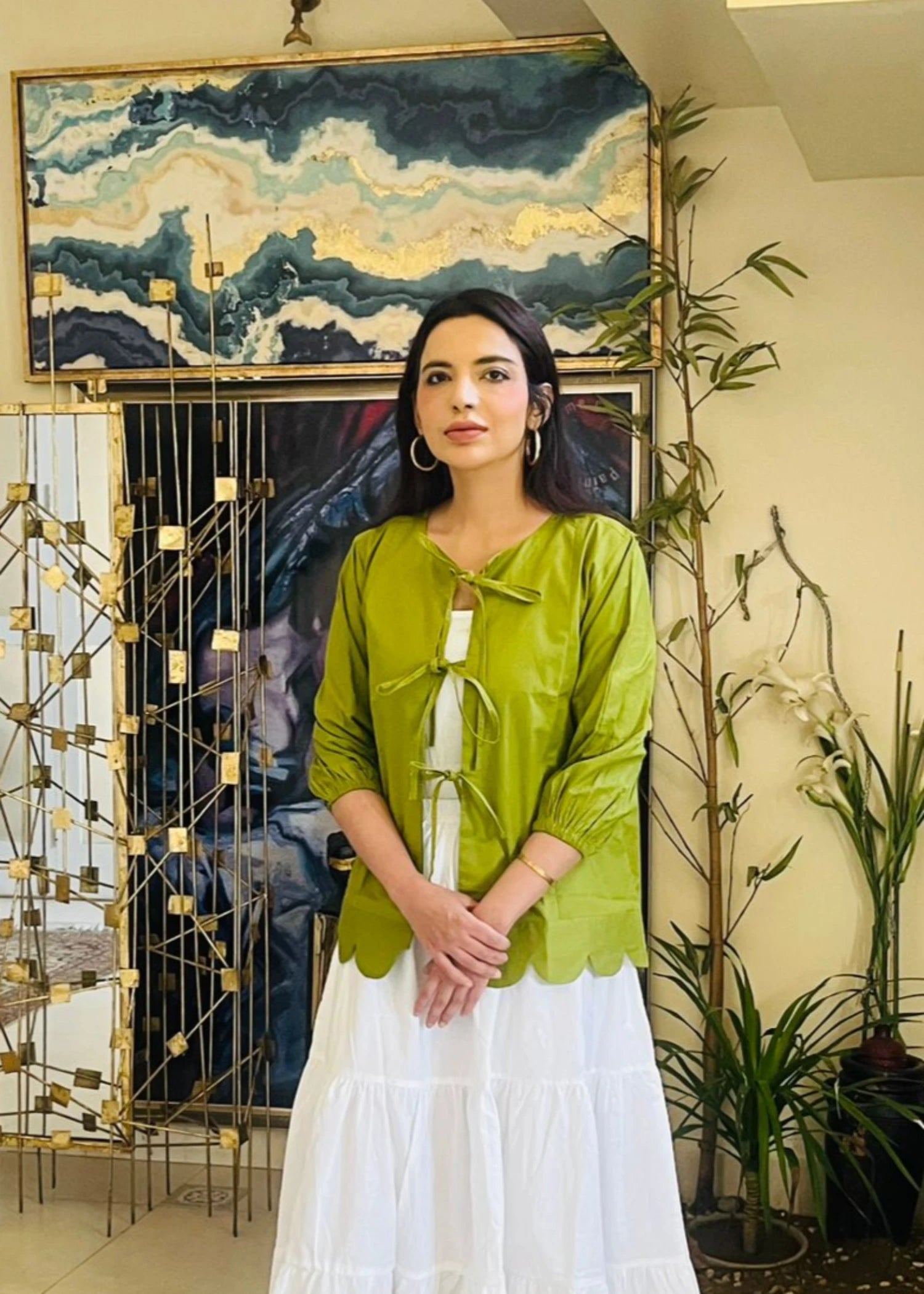 cotton Top in Apple green