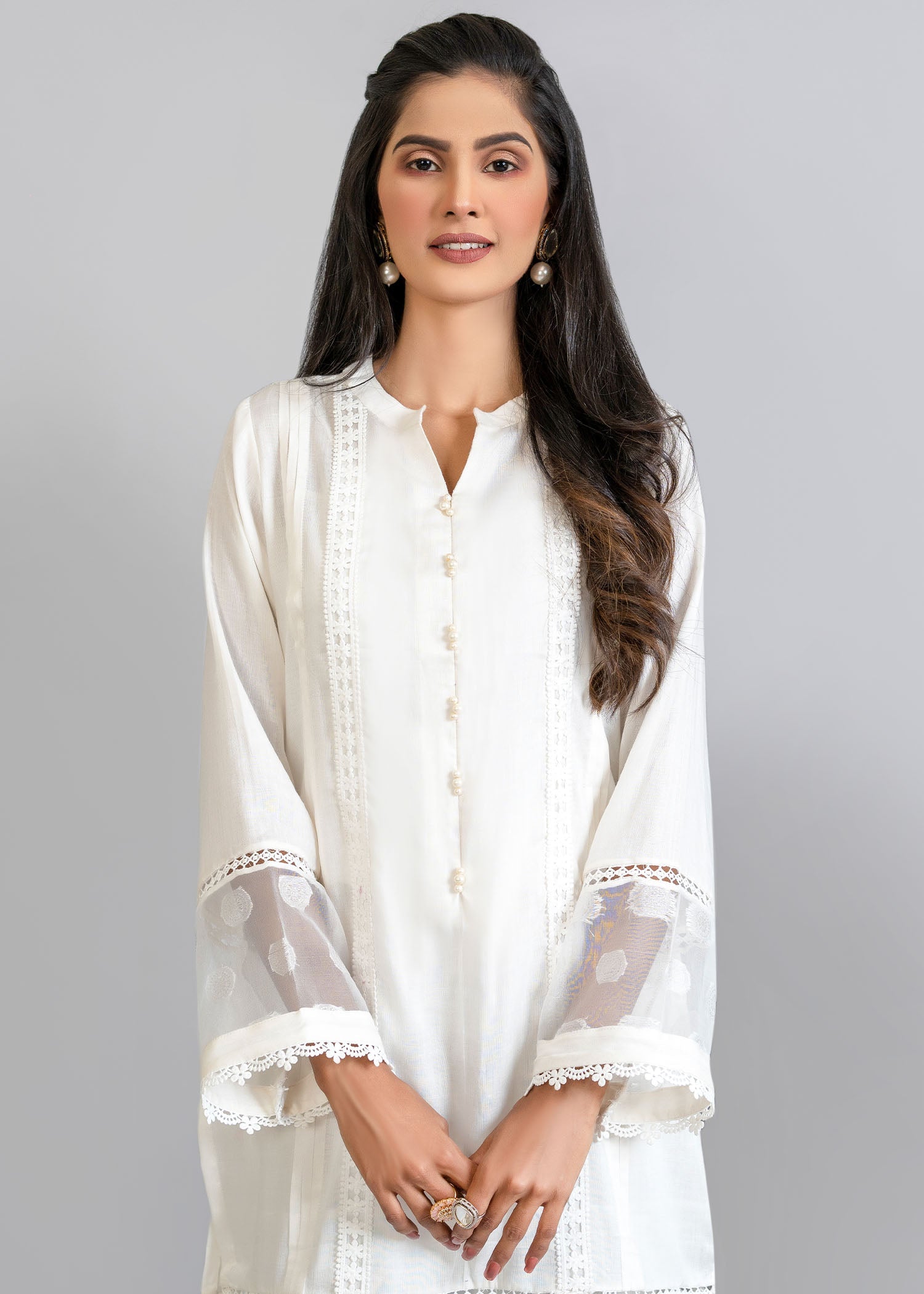 cotton Kurta Set in Pearl white
