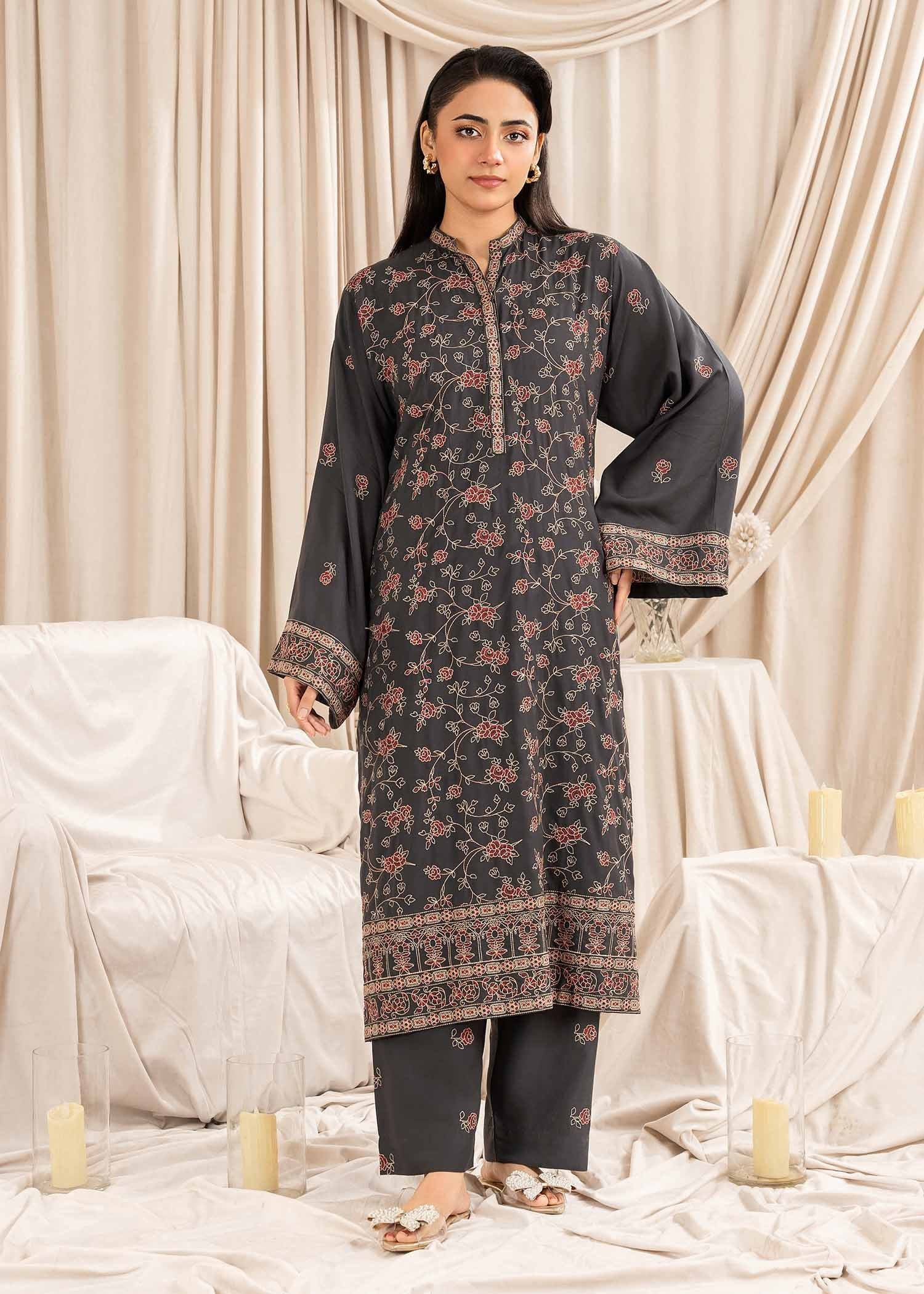 cotton viscose Kurta Set in Graphite