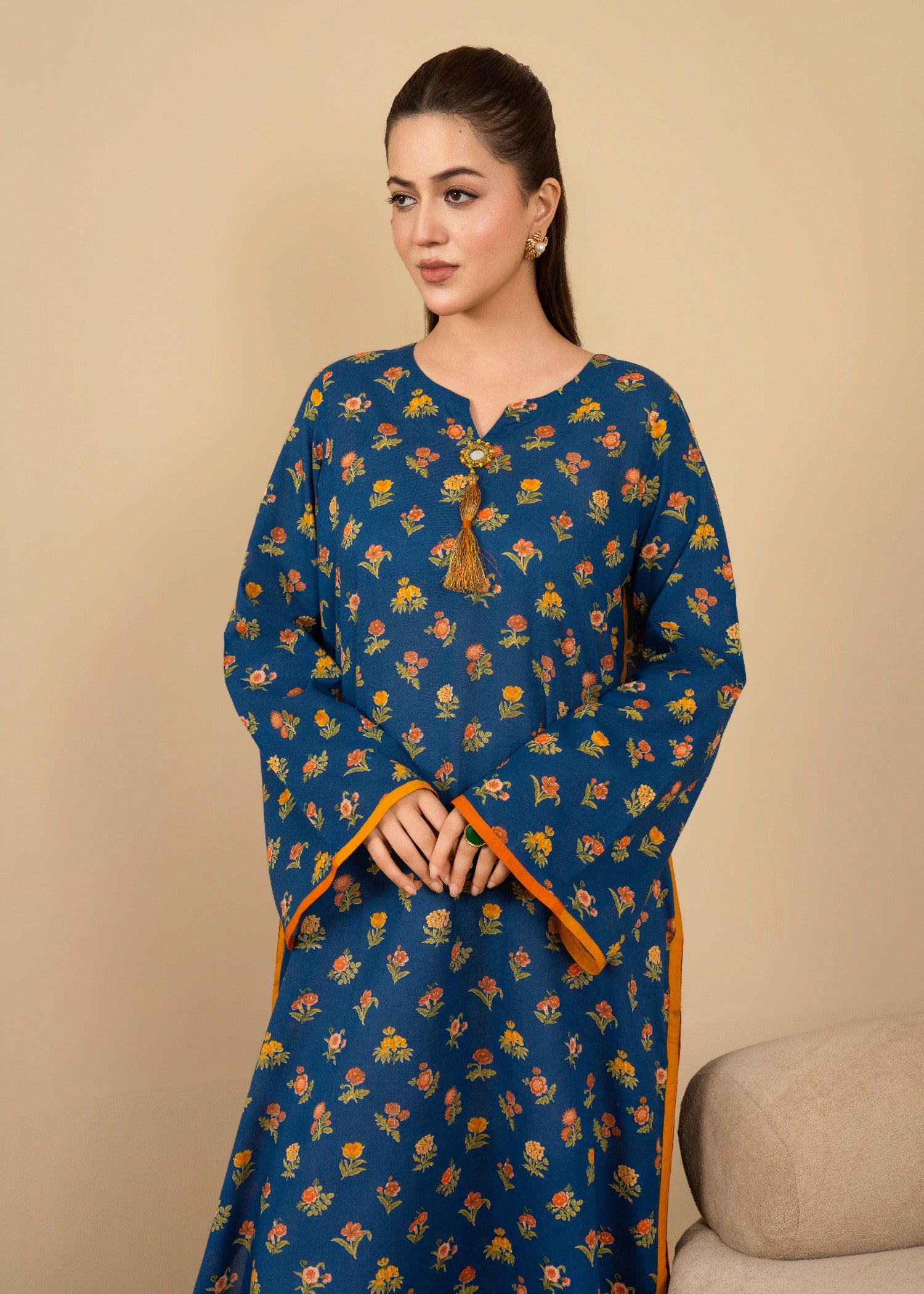 lawn Kaftan in Blue