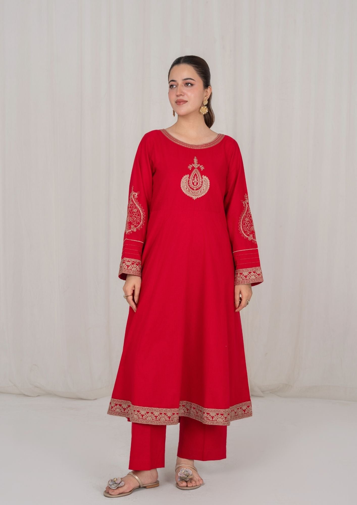 lawn Pishwas in Red