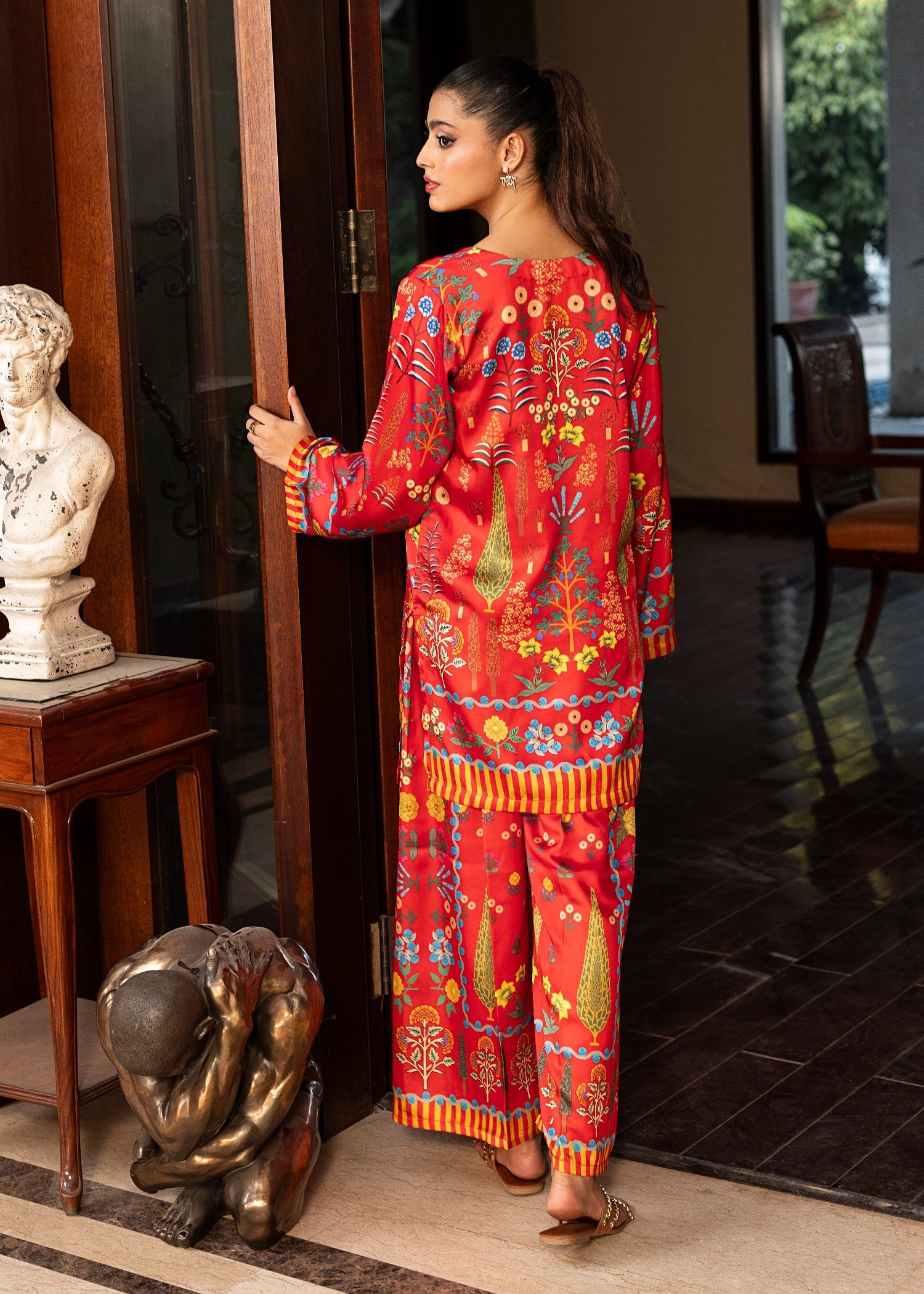 silk charmeuse Co Ord Sets in Red