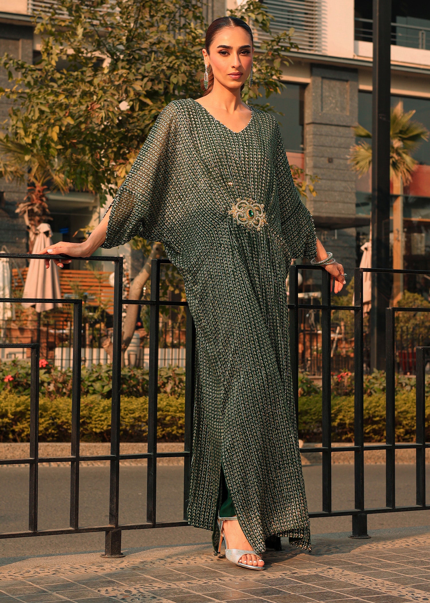 chiffon Kaftan in Green