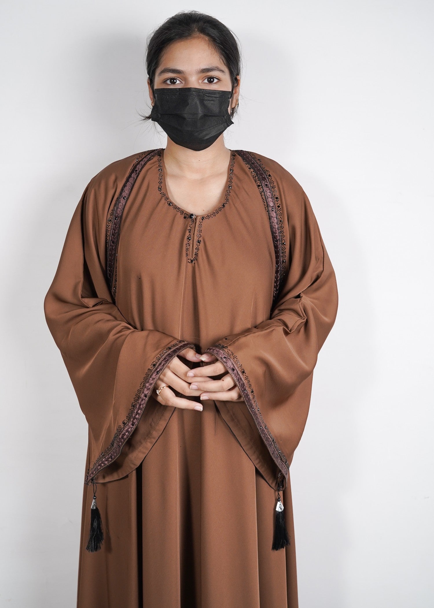 georgette silk Abaya in Brown