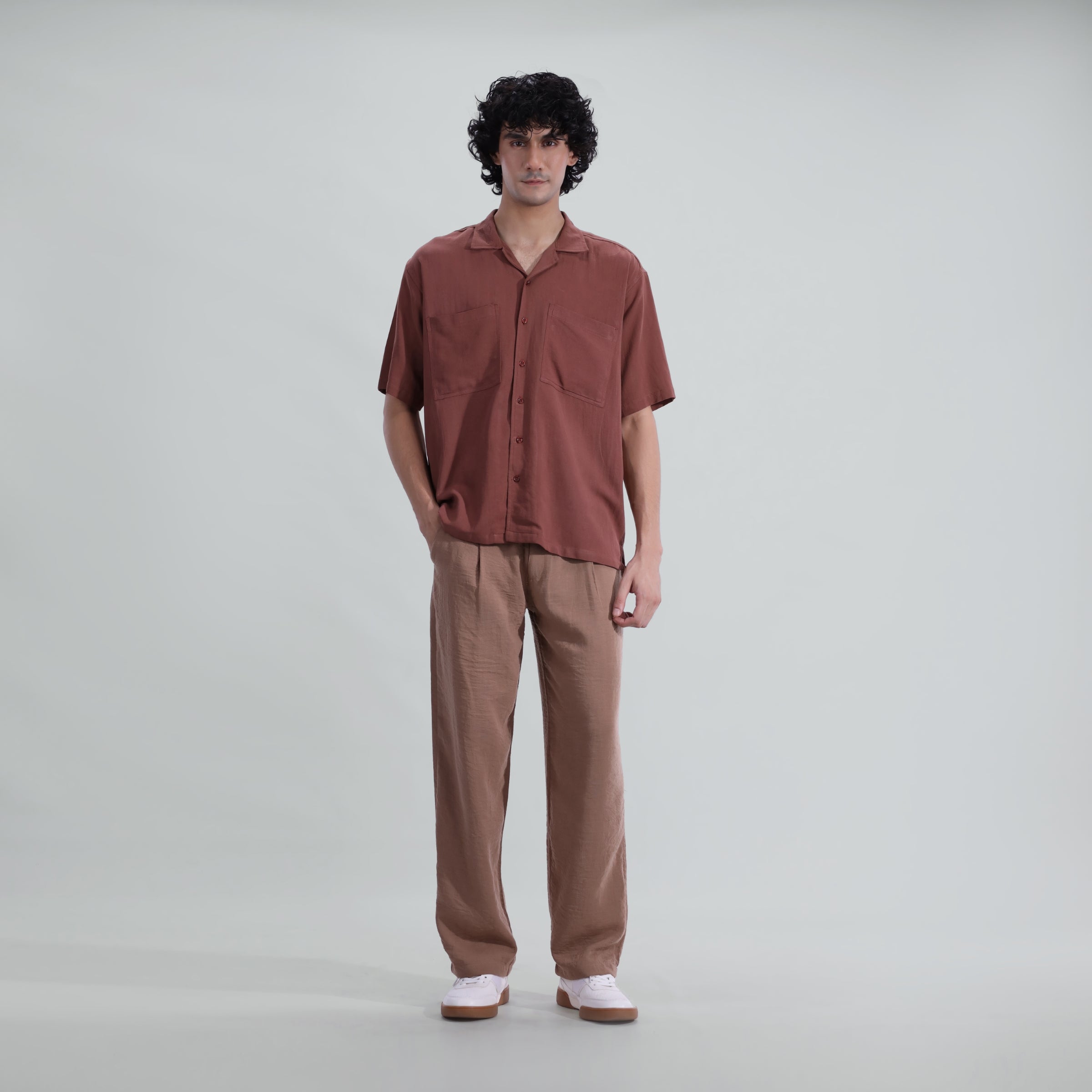 cotton Casual Shirt in Rust orange