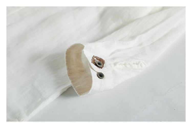 Vintage Embroidered Stand Collar Shirt For Men