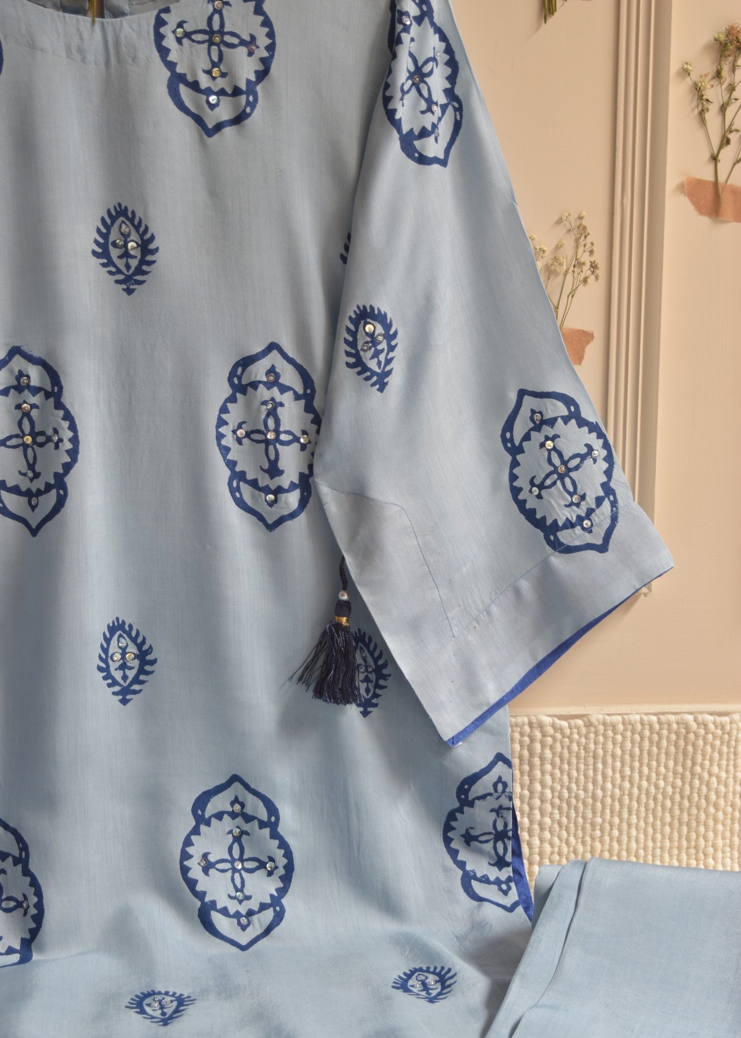 viscose Kurta Set in Powder blue