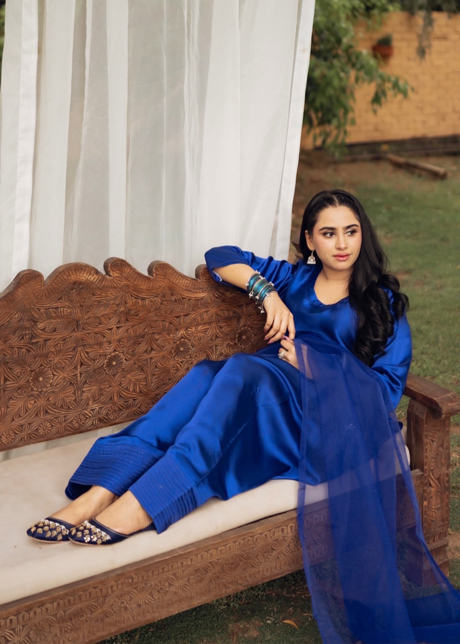 silk Kurta Set in Blue