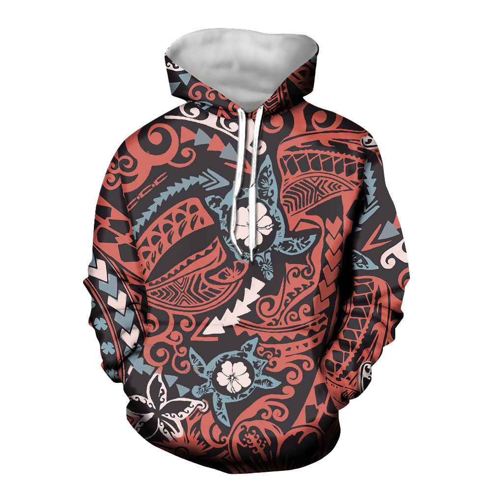 A Low-Order Hooded Sweater Polynesian Turtle Pullover with Pocket Long-Sleeved Top to Customize the New Style