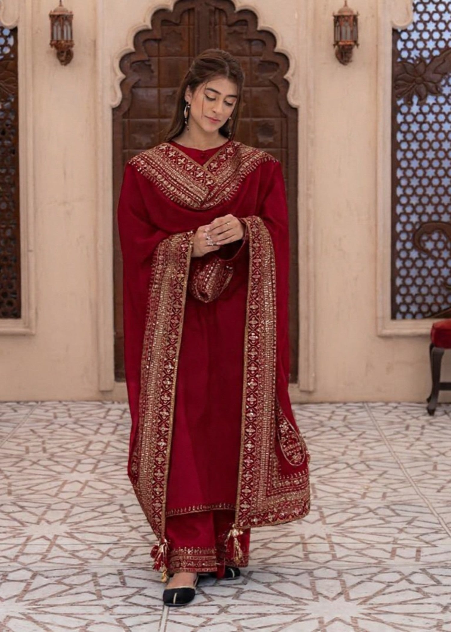 viscose Kurta Set in Maroon