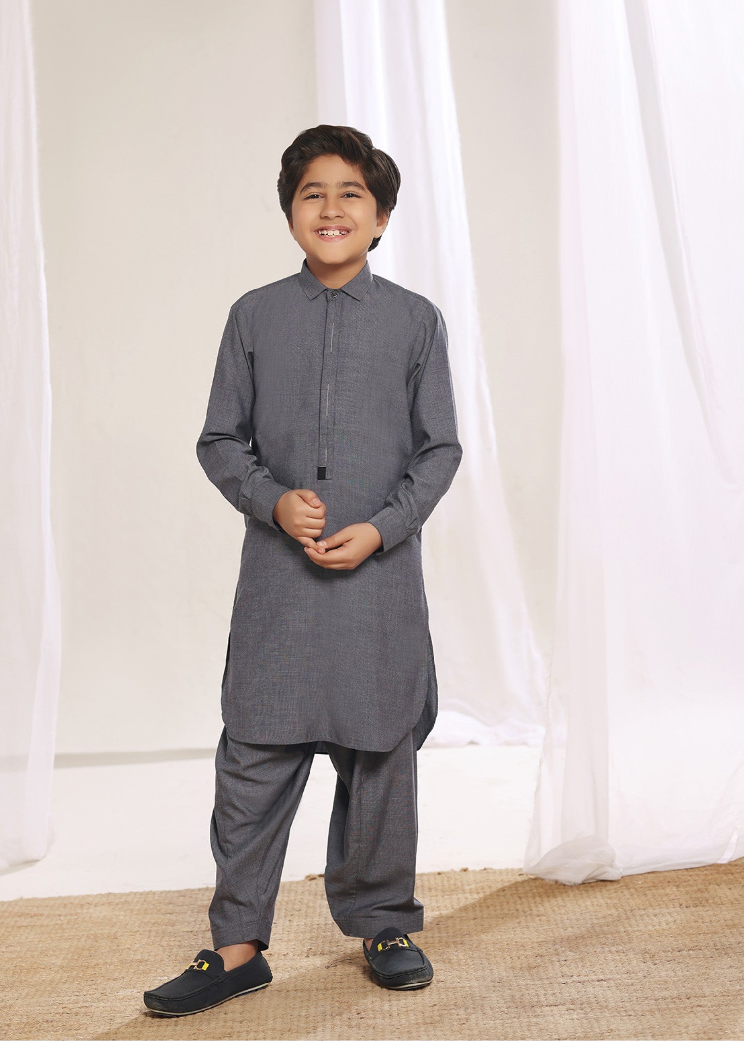 wash & wear Kurta Set in Dark grey