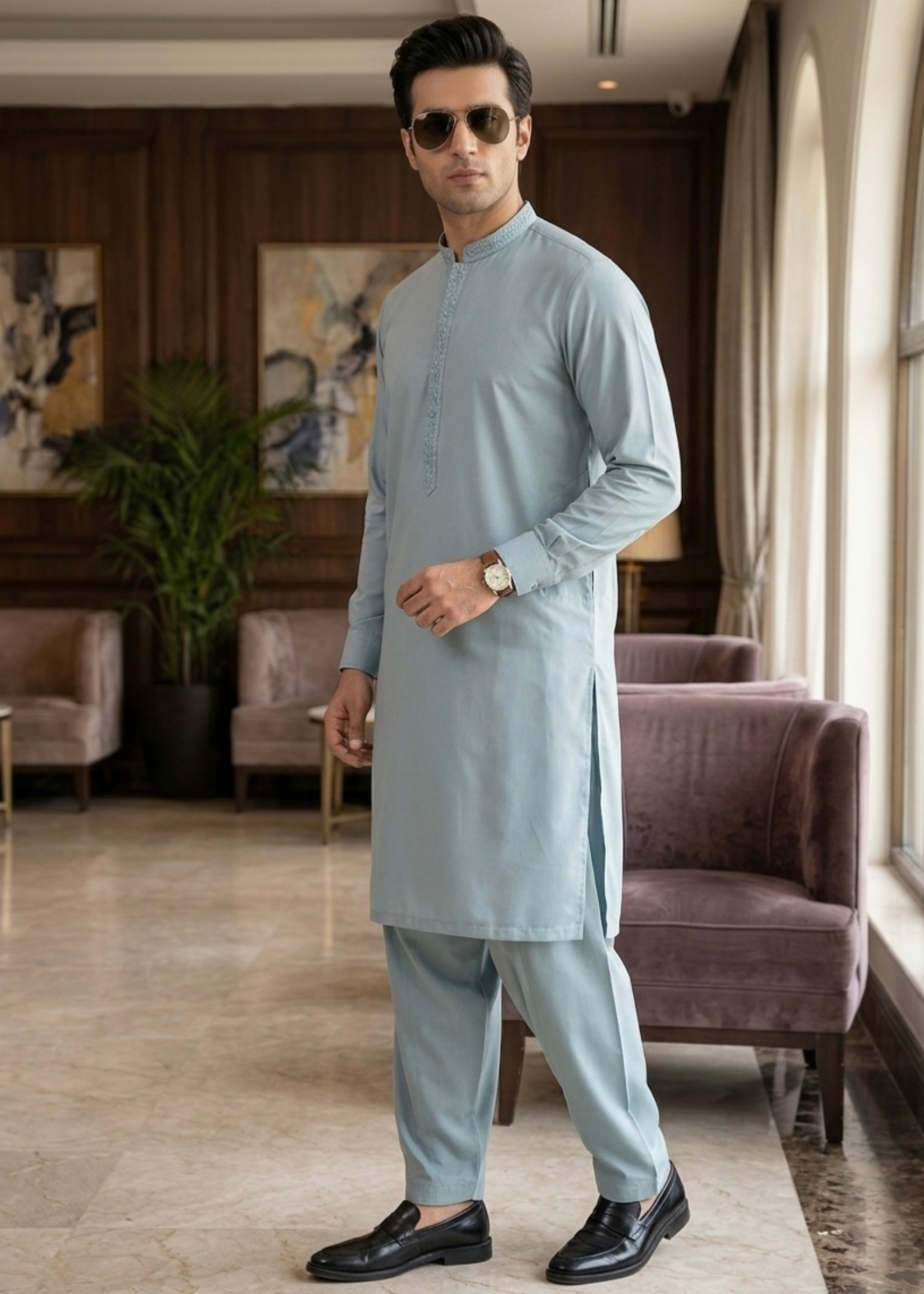 wash & wear Shalwar Kameez in Powder blue