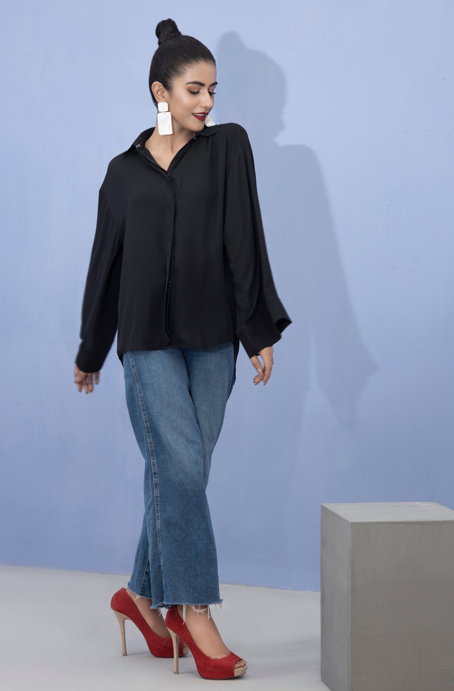 crepe georgette Kurti in Black