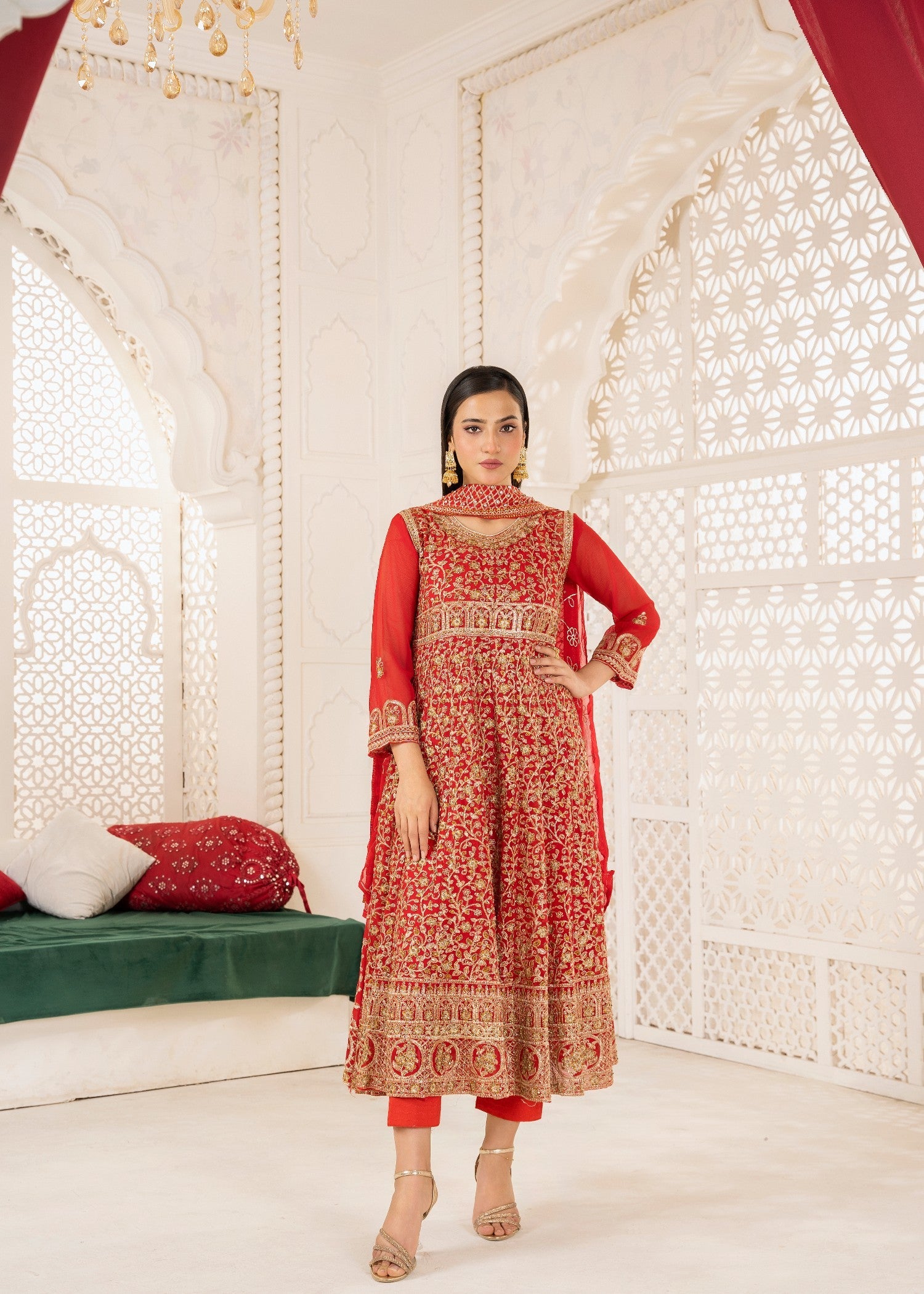 bemberg crinkle chiffon Maxi in Red