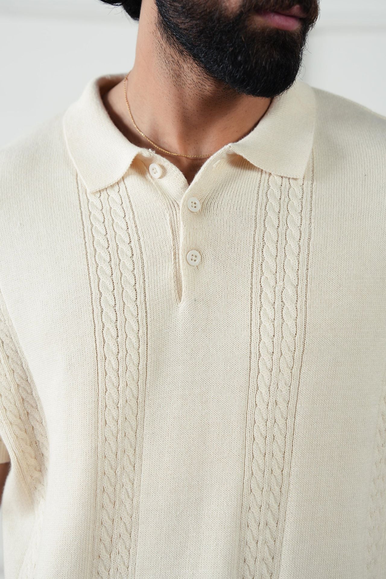 cotton jersey Polo Shirt in Cream
