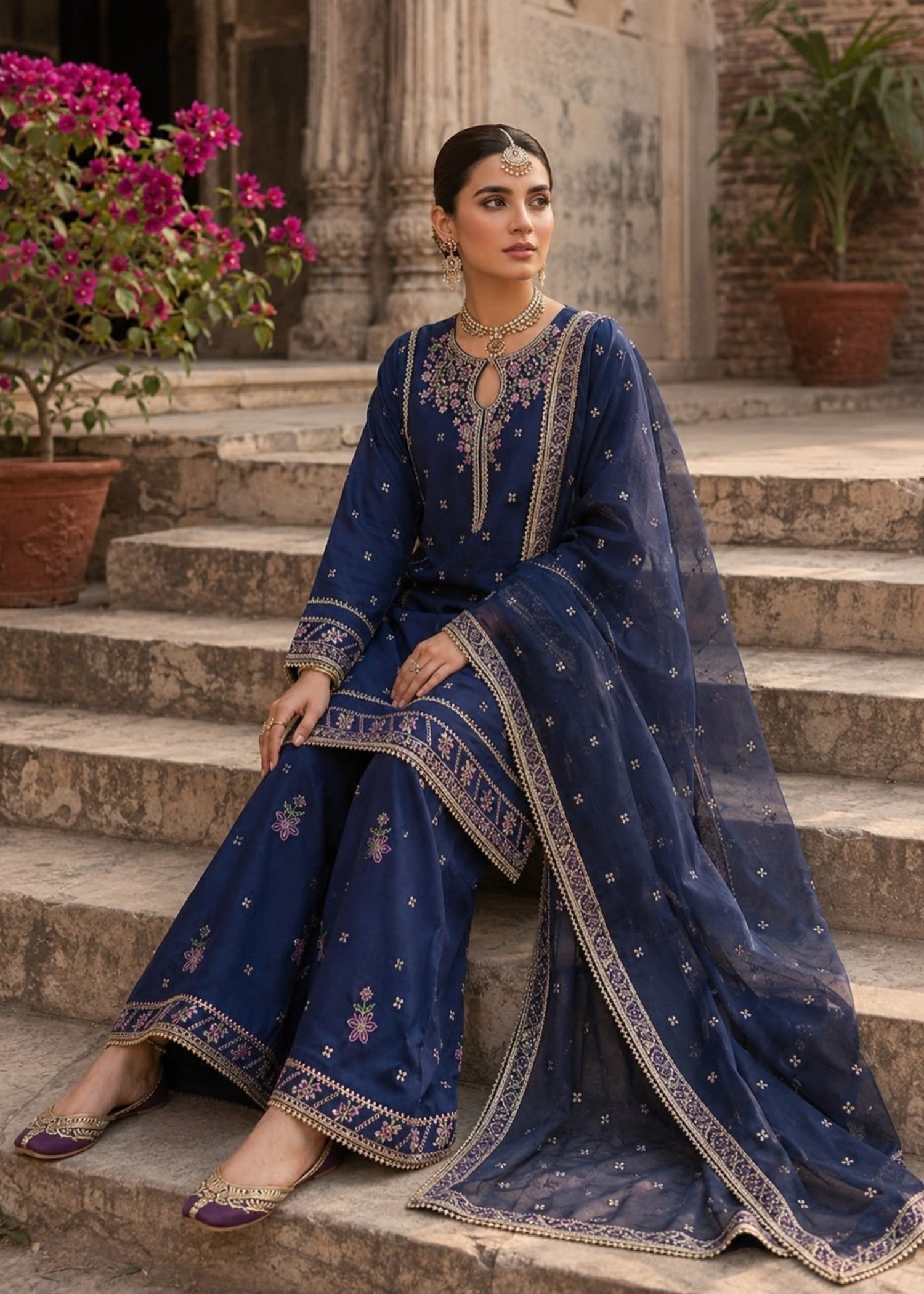 silk Kurta Set in Midnight