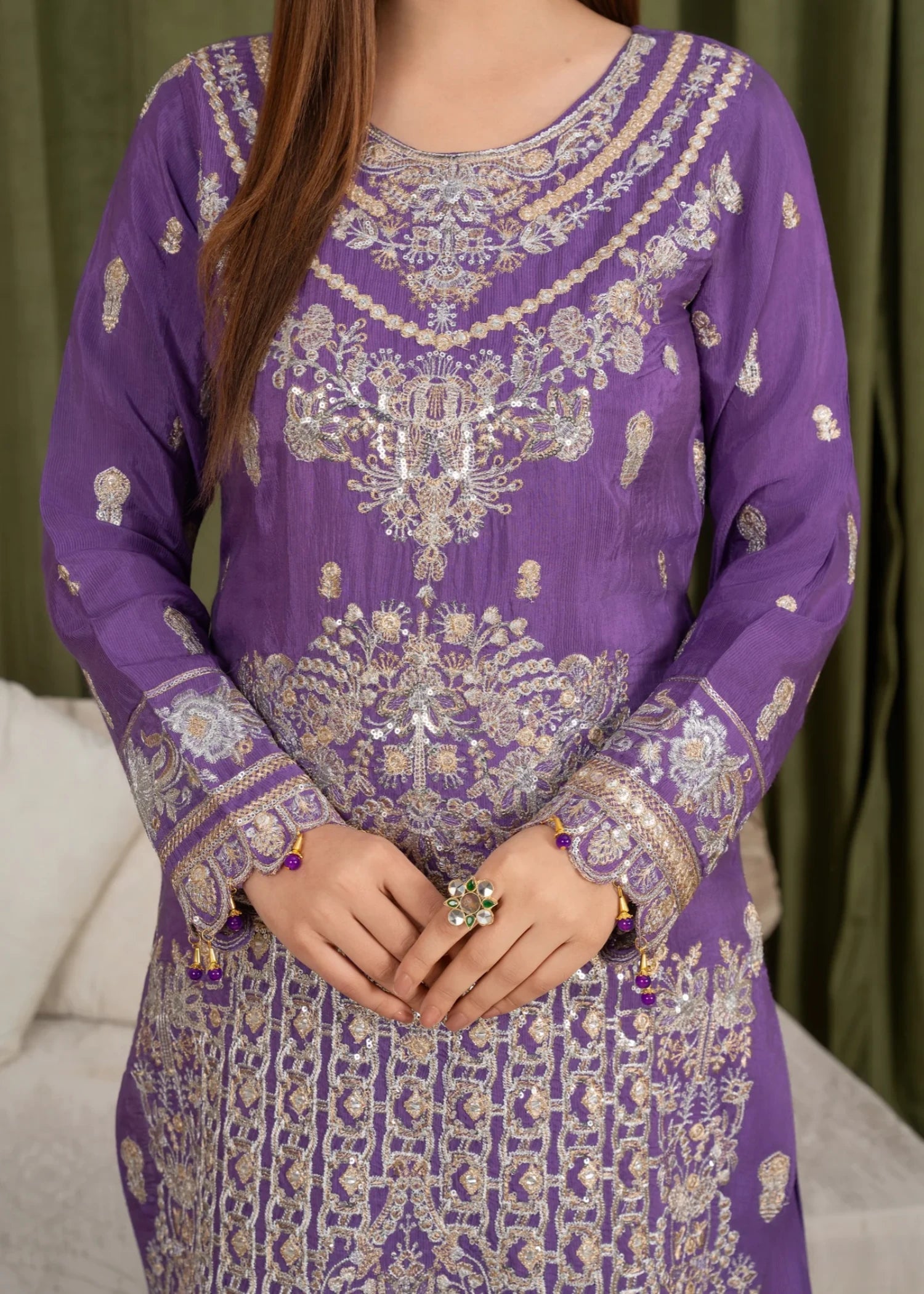 pk raw silk Kurta Set in Electric purple