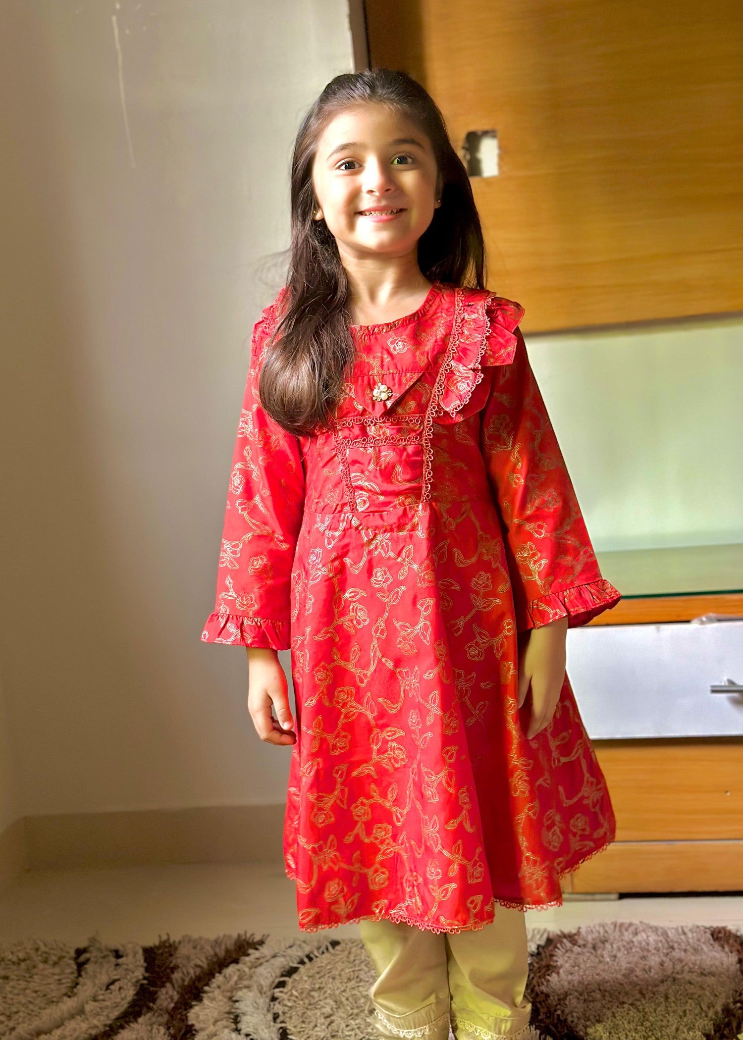 cotton Pishwas in Imperial red