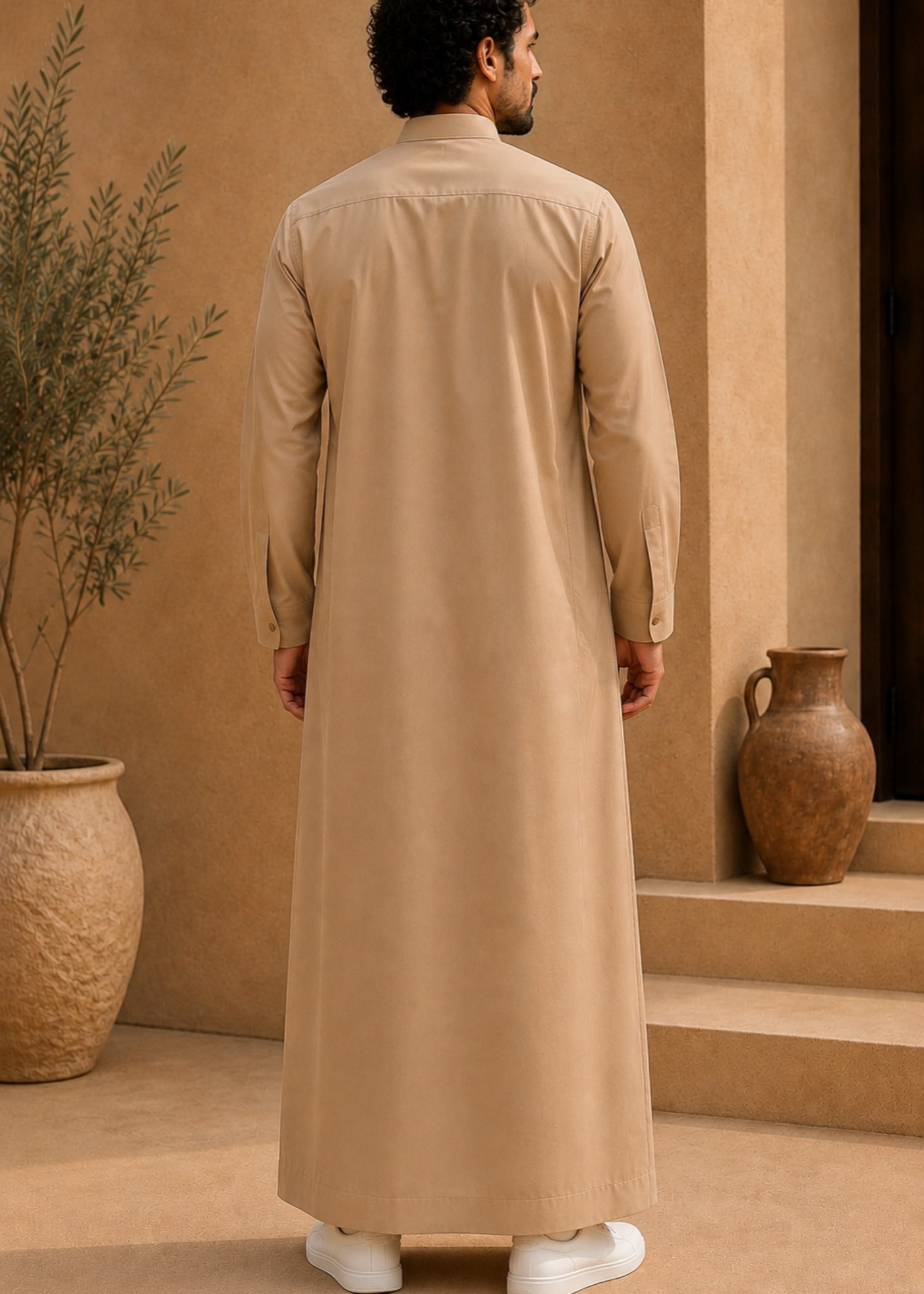 wash & wear Kurta in Sand brown