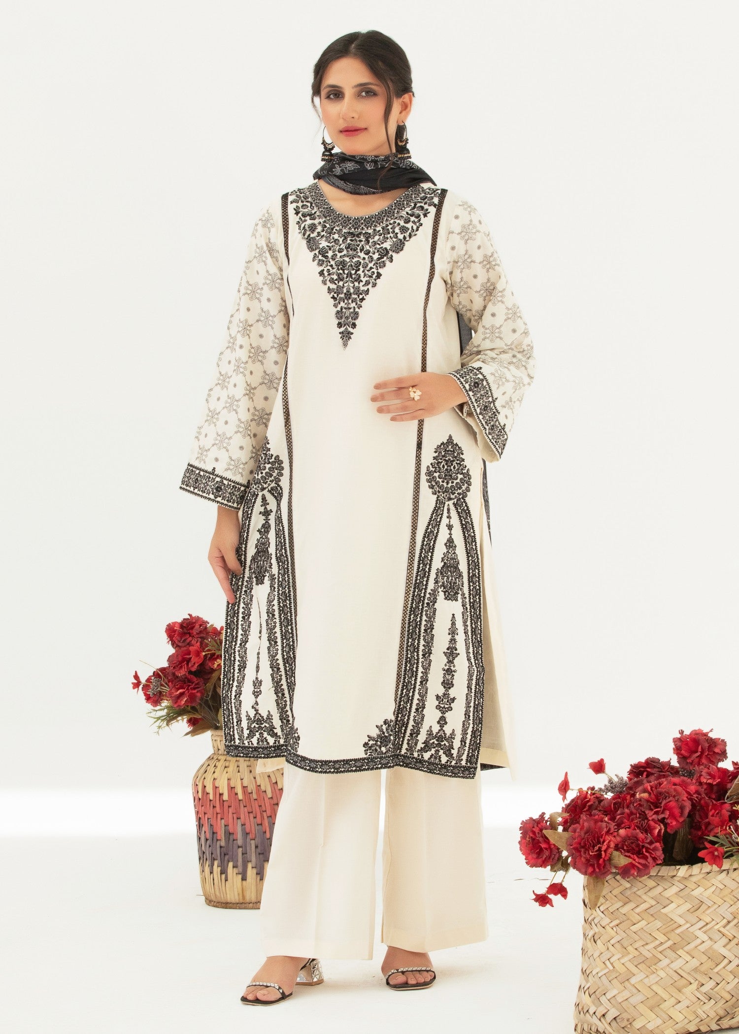 cotton Kurta Set in White