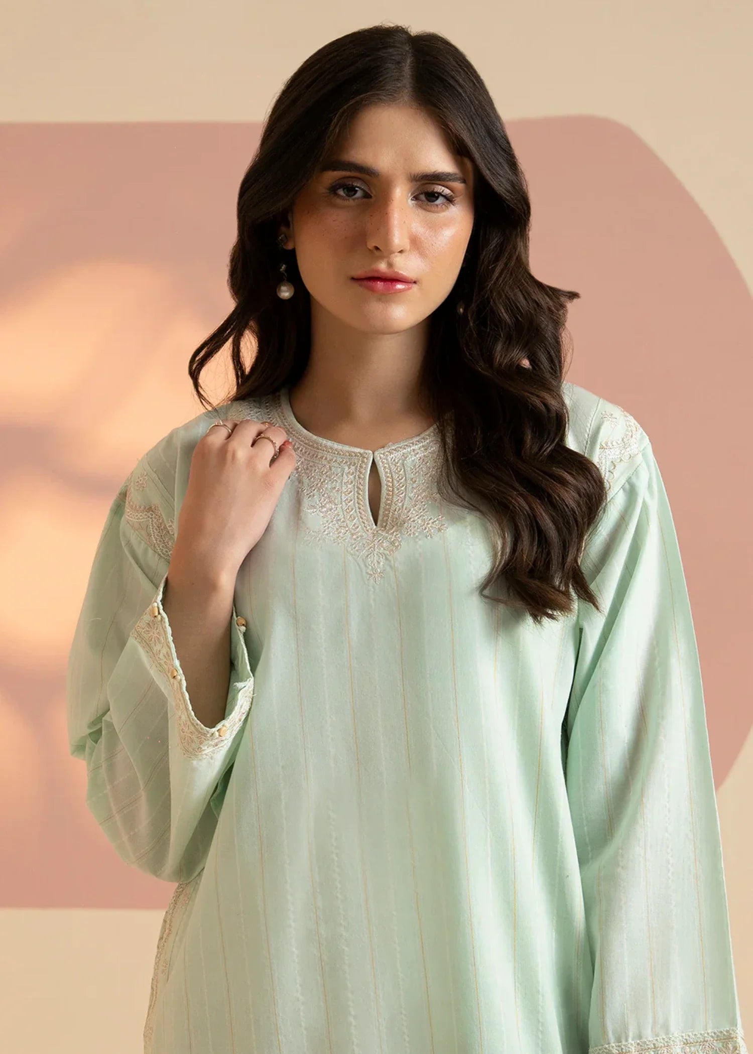 lawn Kurti in Mint green