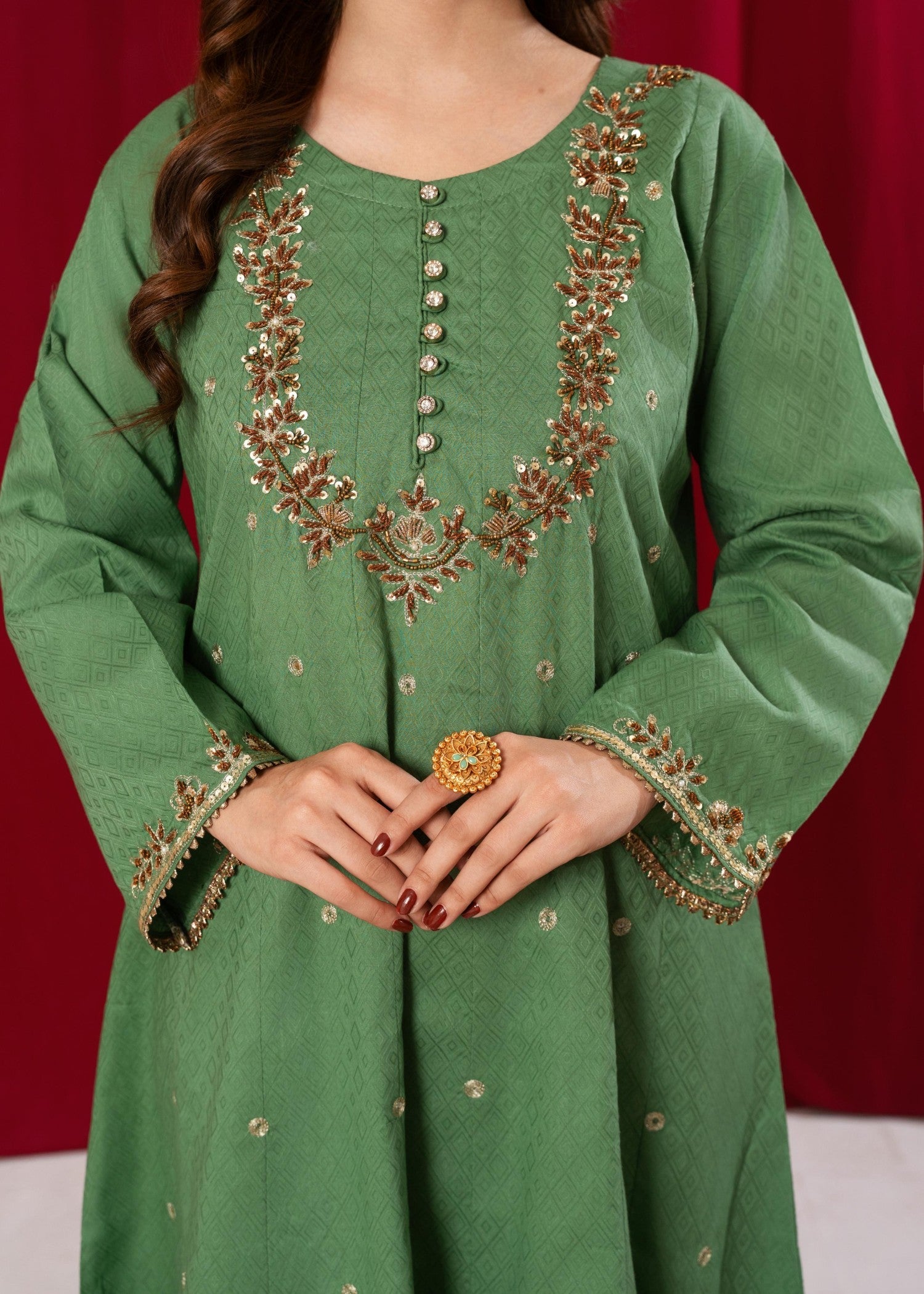 cotton Pishwas in Sea green