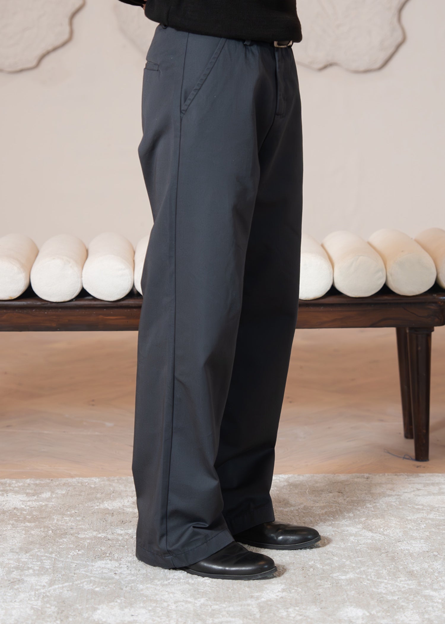 twill cotton Pants in Dark grey