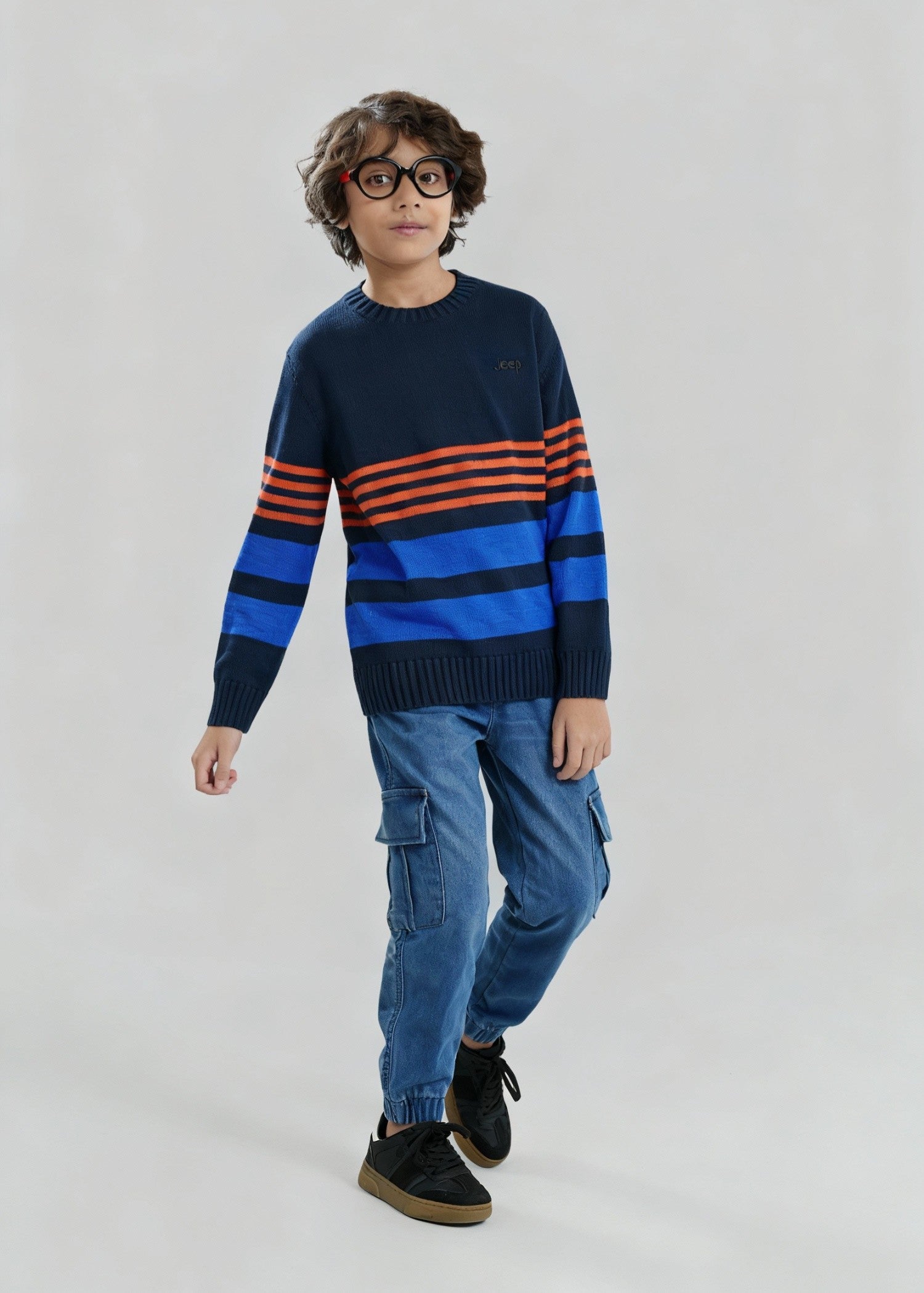 cotton Sweater in Navy blue