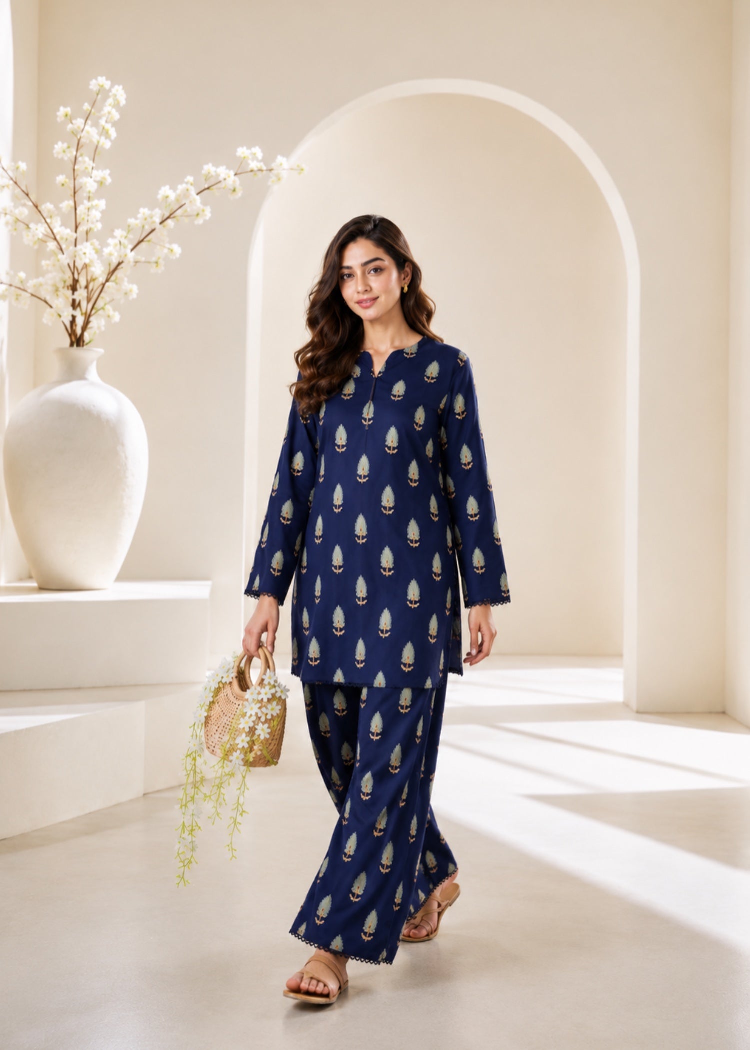 linen Co Ord Sets in Navy blue