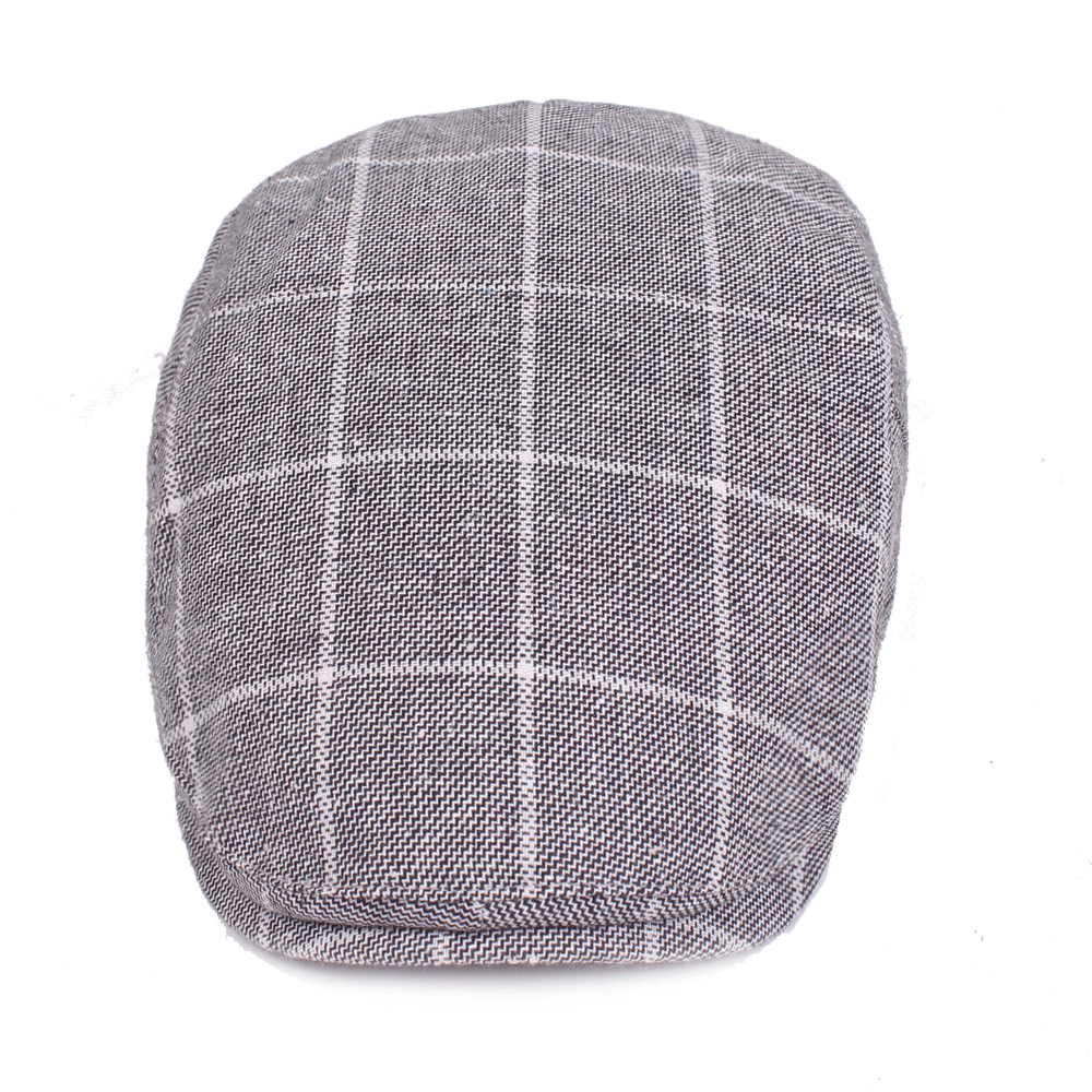 Men'S Plaid Cap Cotton College Style