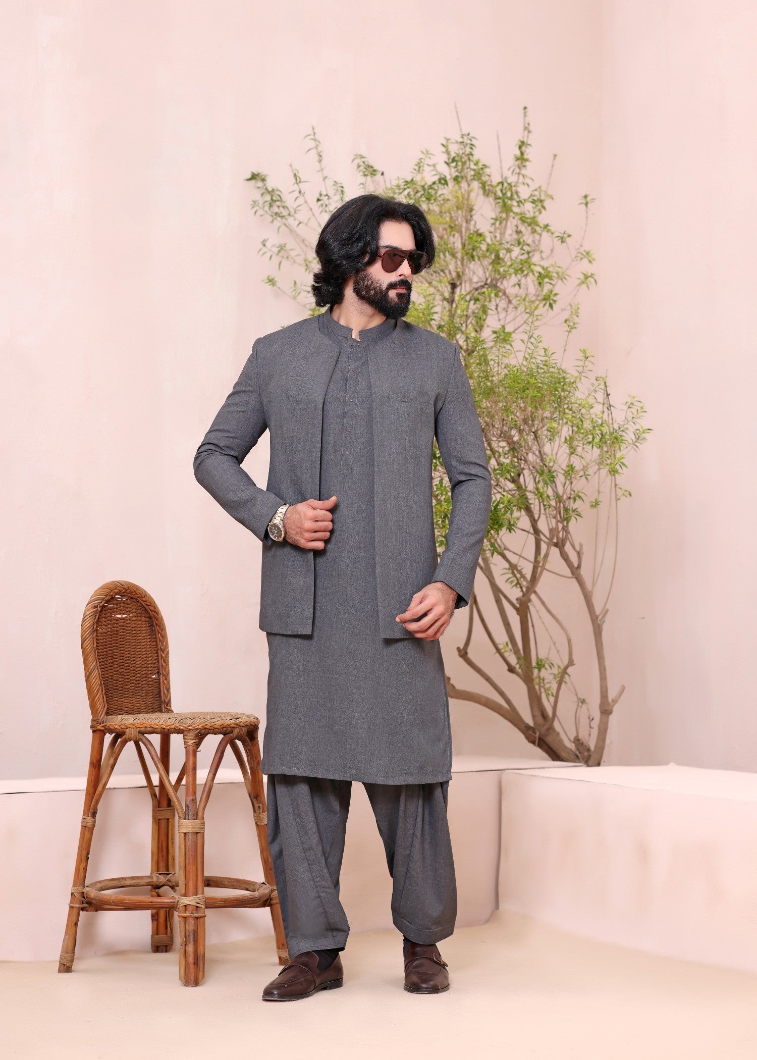 wash & wear Prince Coat in Grey